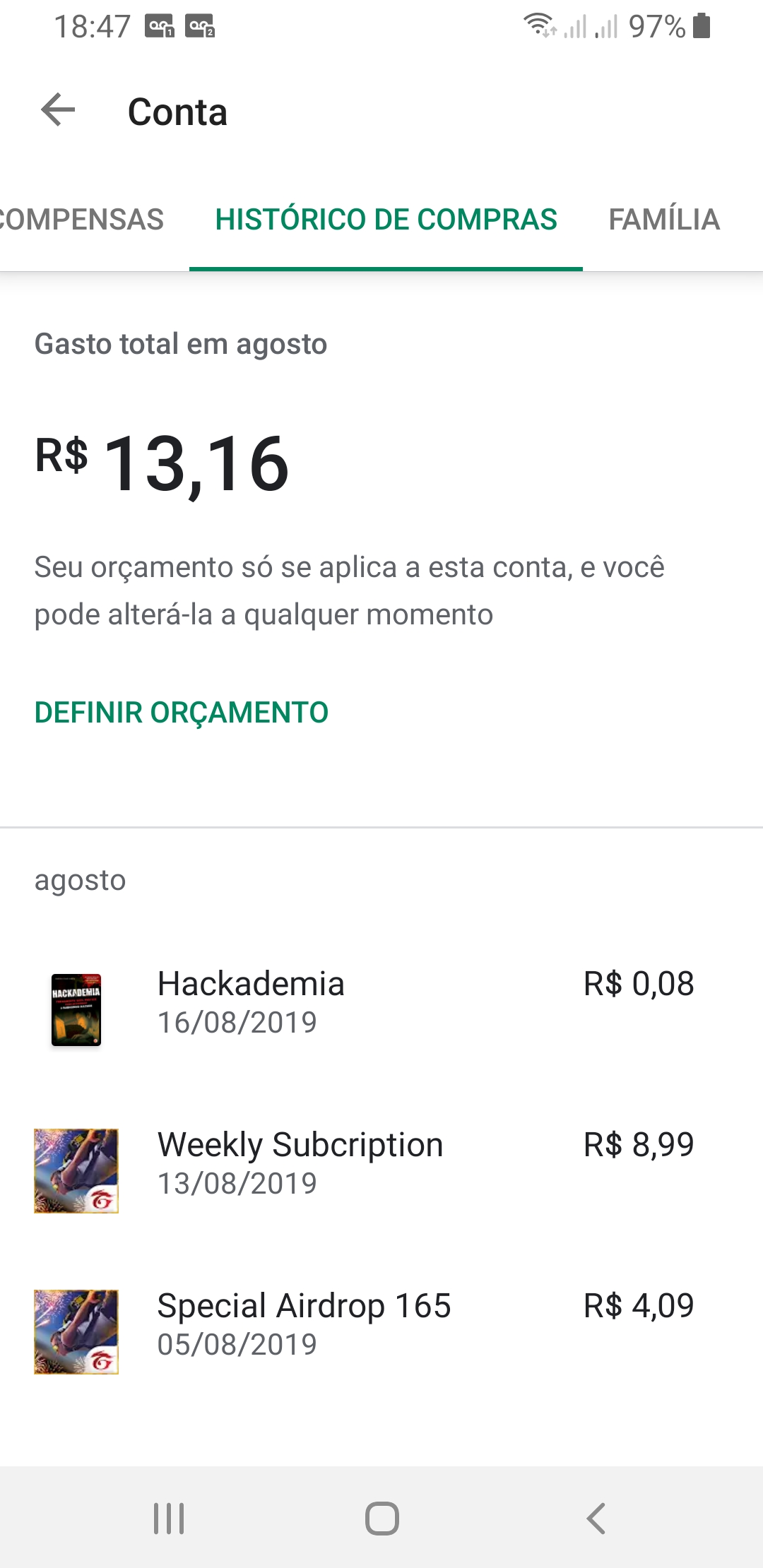 Descontou da minha conta e não consta na assinatura - Comunidade Google Play