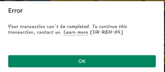 Transaction error - Google Play Community