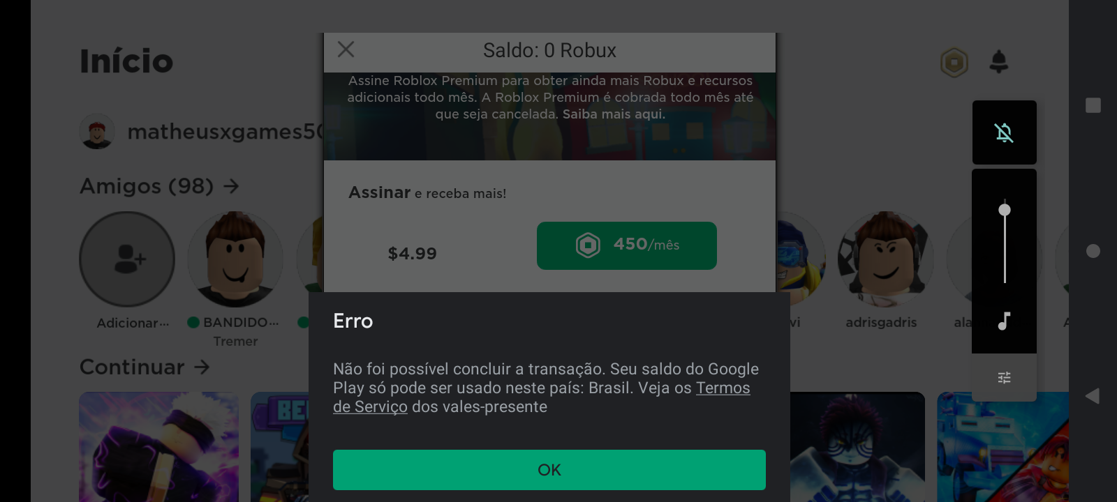 Não consegui finalizar a compra de armazenamento. Erro Confira se  selecionou o país correto - Comunidade Google Play