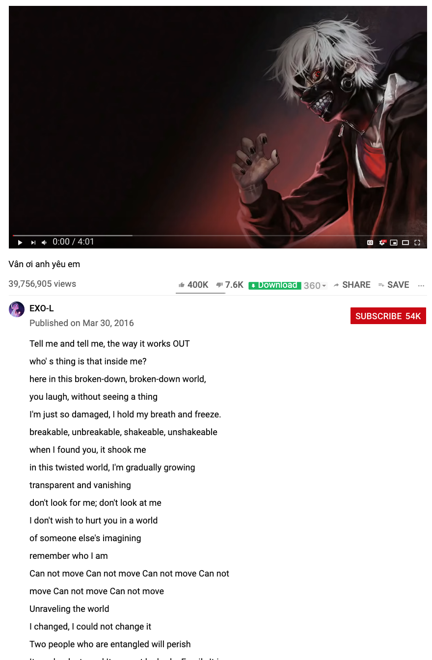 tokyo ghoul theme song lyrics