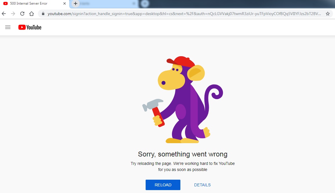 youtube api internal error