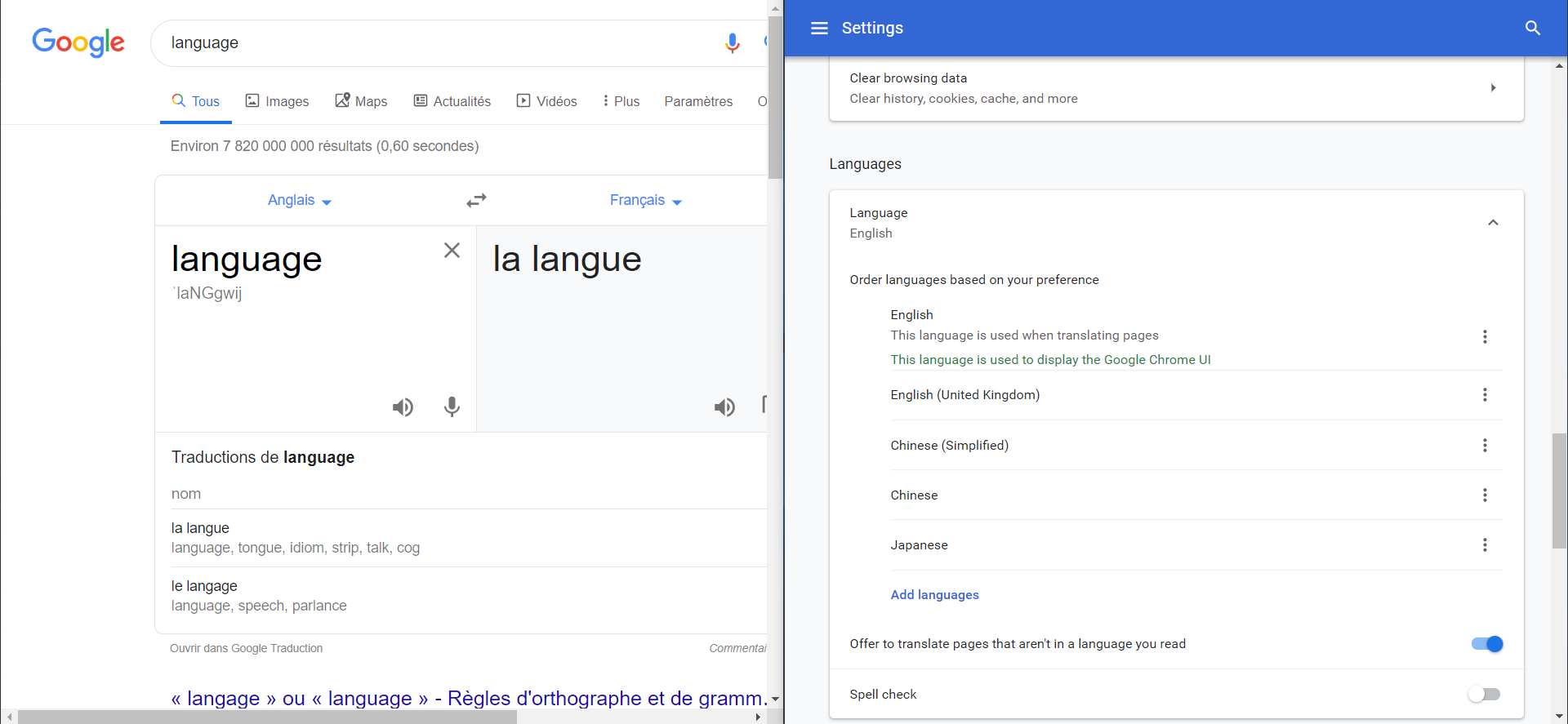 Language Is Set To English But Results Are Still In French Google Chrome Community