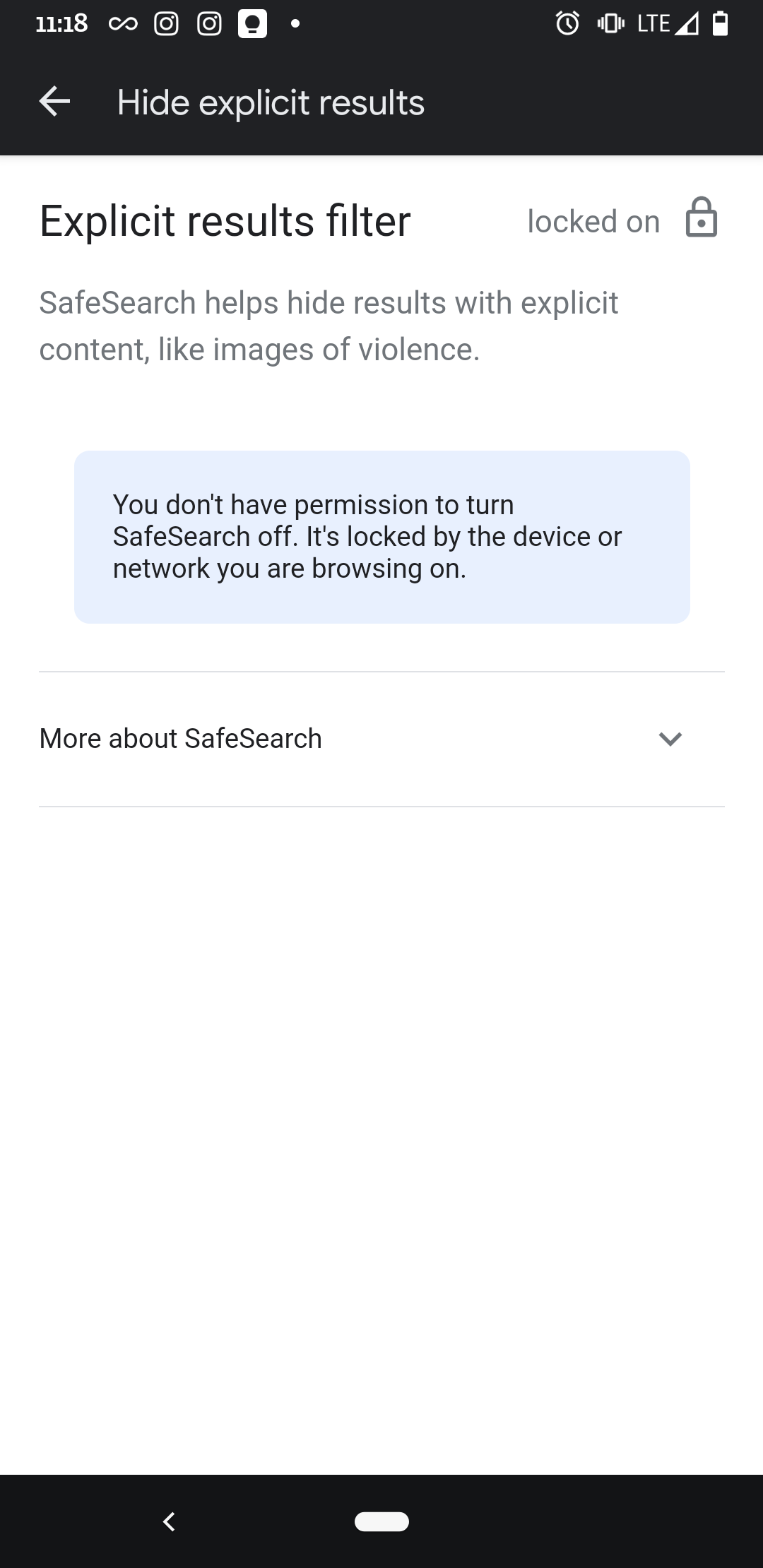 How to turn off safesearch
