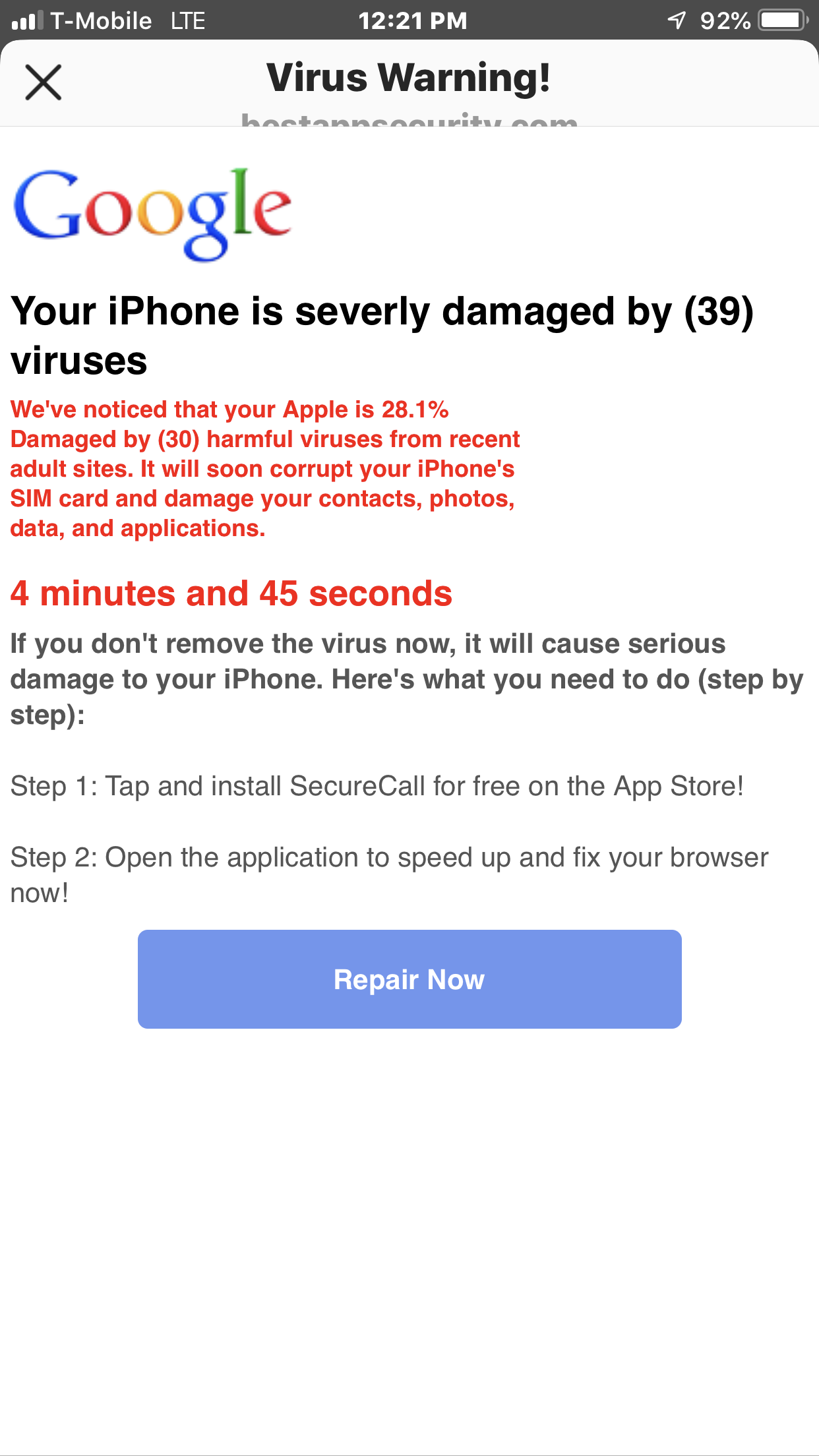 Is Google Virus Alert real?