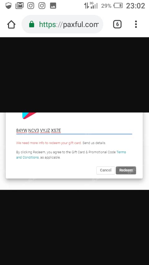 We need more info your redeem code gift card - Google Play Community