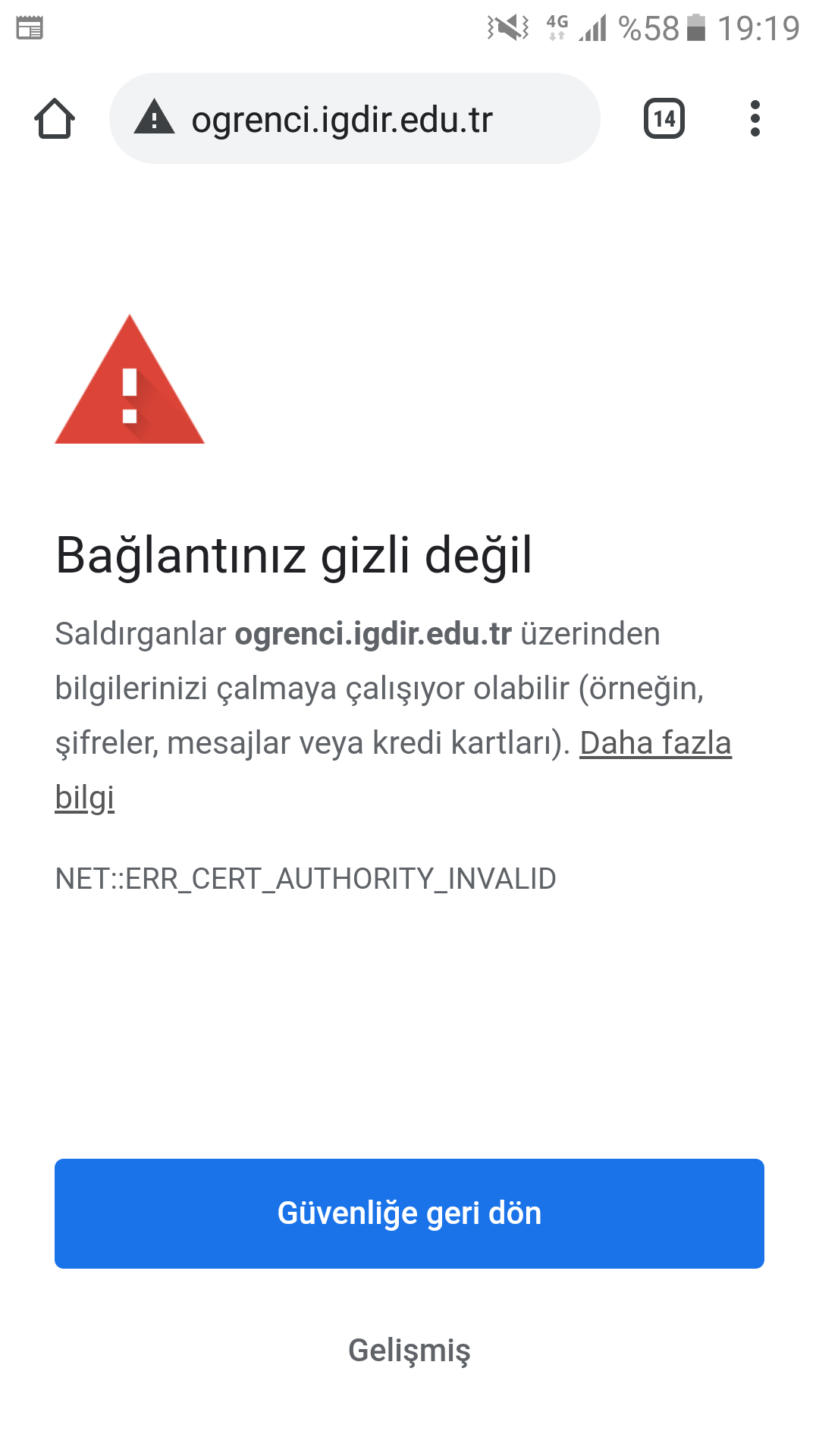 igdir universitesi ogrenci bilgisi sistemi olan internet sitesine giris yapamiyorum yardimci olabili google chrome toplulugu