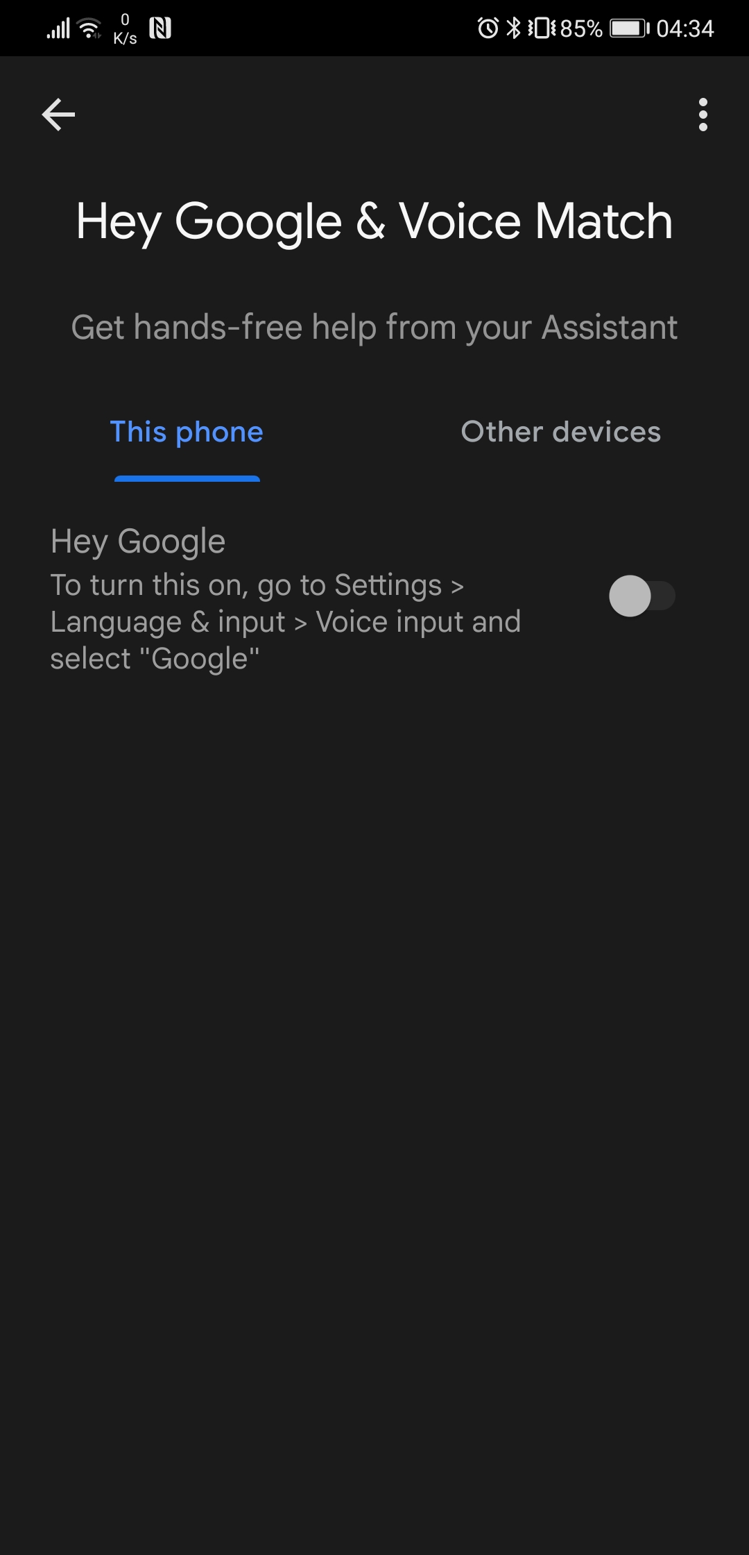 Google Assistant configuration