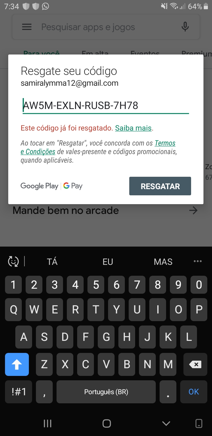 Google Play: Não Consigo Ler o Código, Está Rasurado 