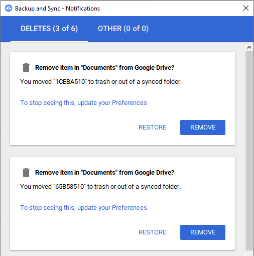 X next to folders from Backup & Sync - Google Drive Community