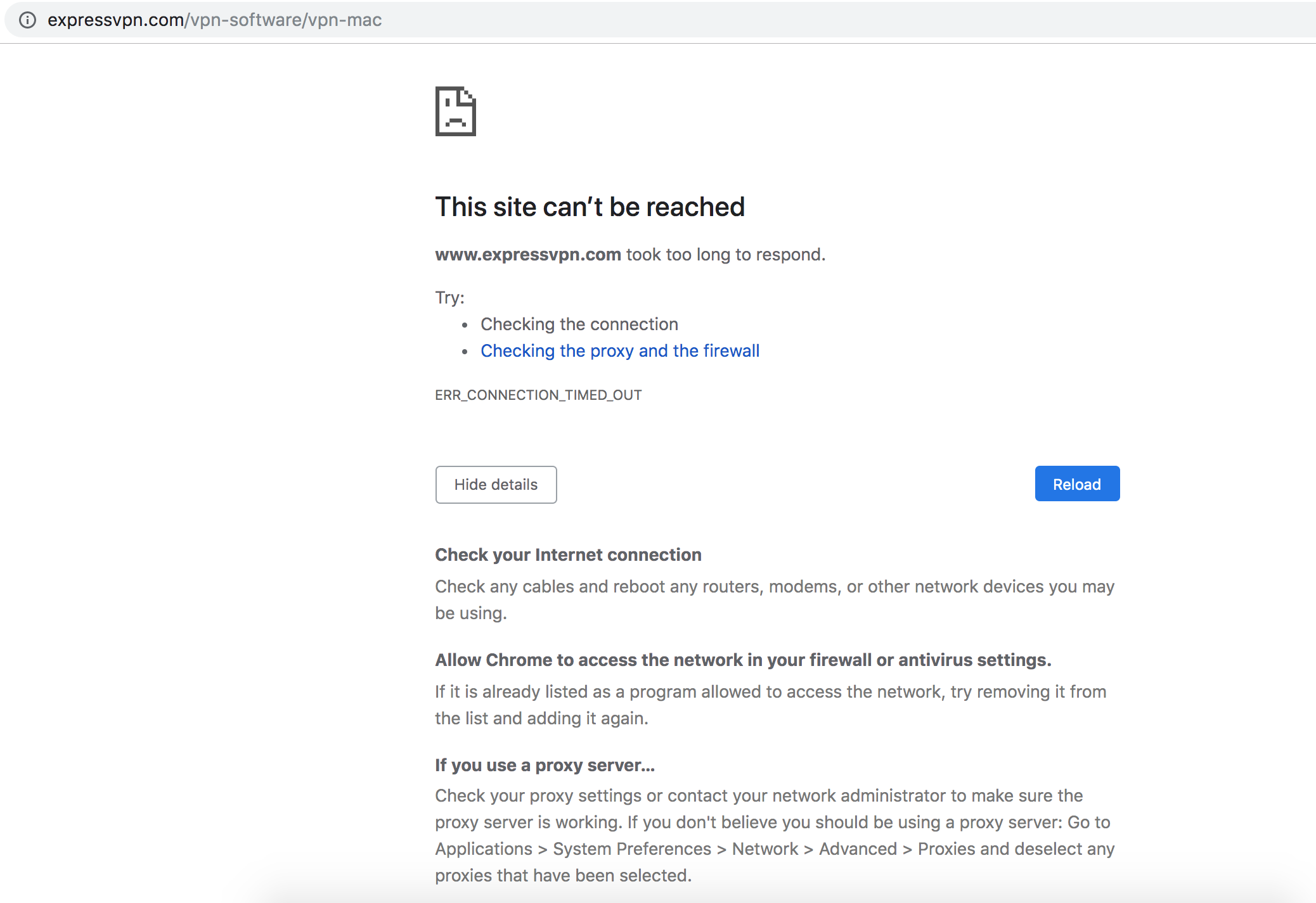 Err Connection Timed Out For Express Vpn Site Google Chrome - roblox unable to contact server please check internet connection