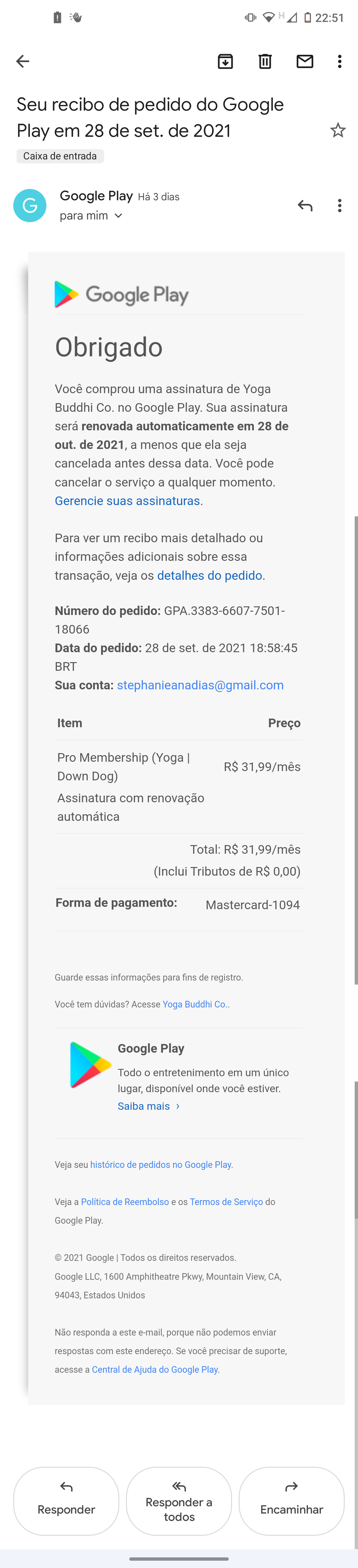 fechei o meu pacote mensal no app down dog e não atualizou o pagamento  dentro do aplicativo - Comunidade Google Play