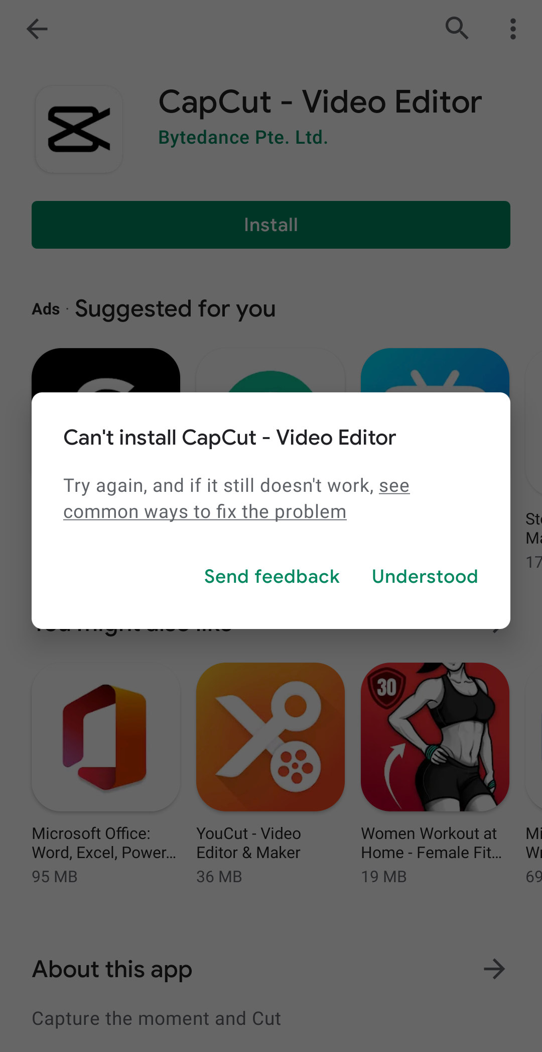 Can't install an app from play store - Google Play Community