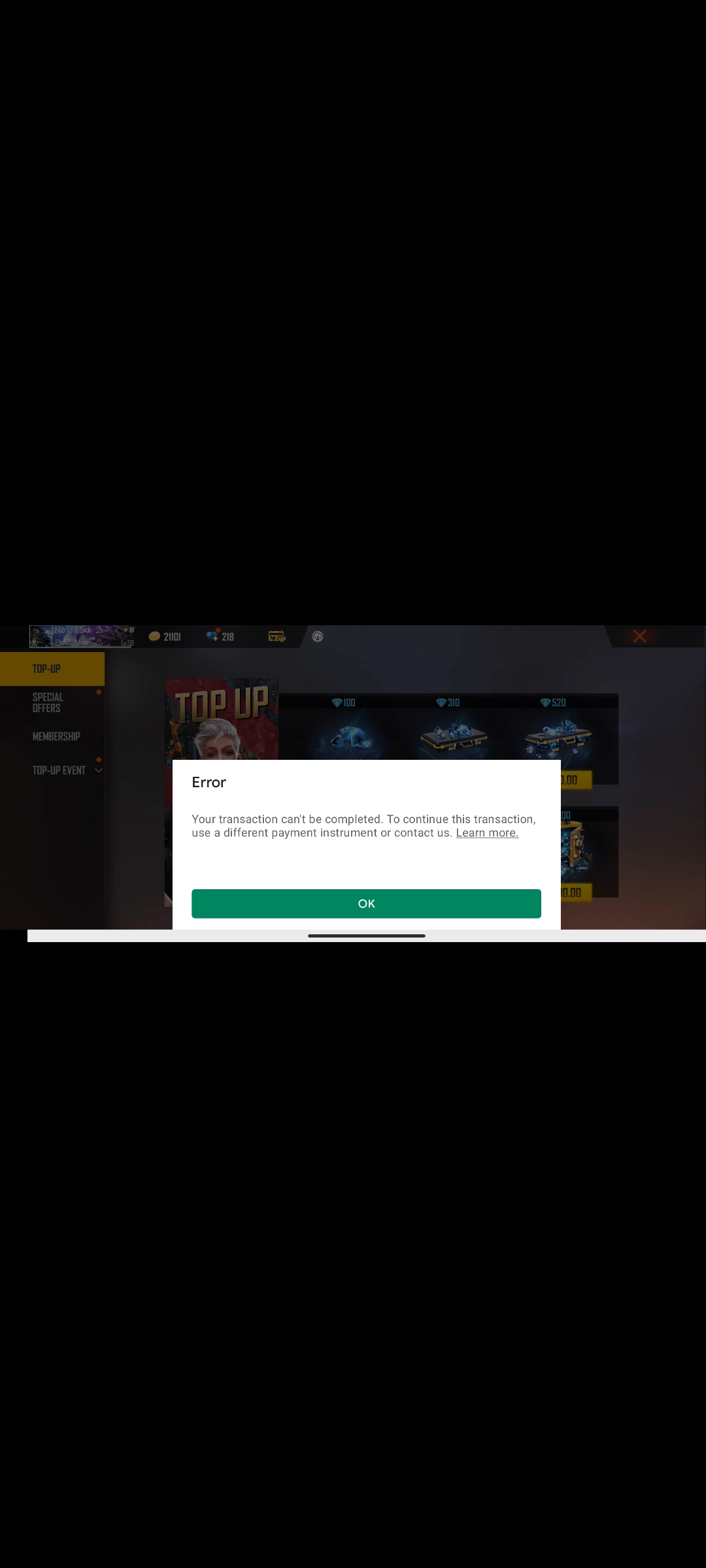 Transaction error - Google Play Community