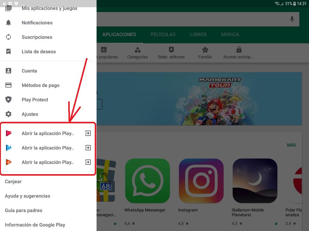 Useless hamburger menu items in Google Play store - Google Play