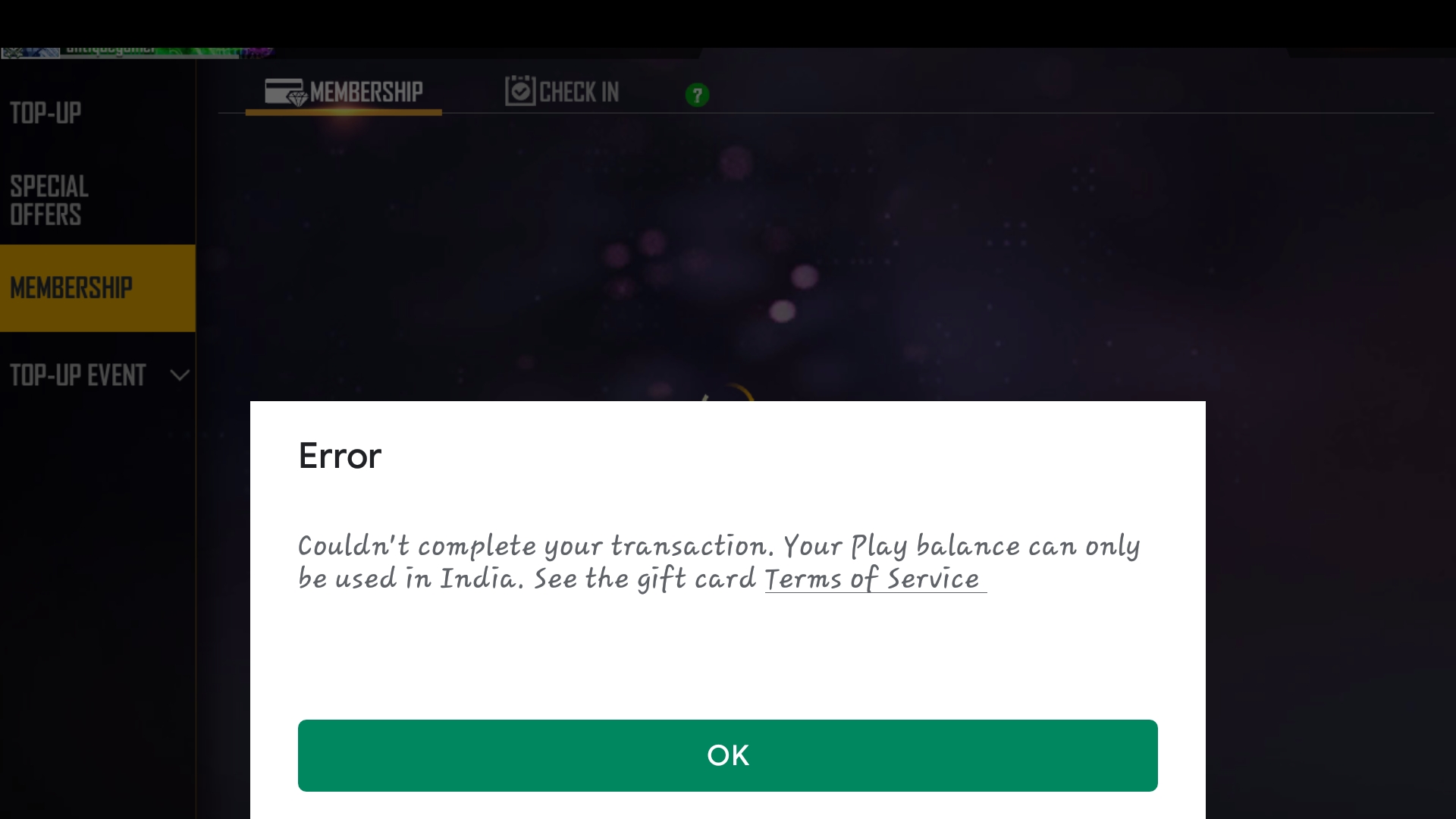 Free fire top up err transaction cannot completed - Google Play Community