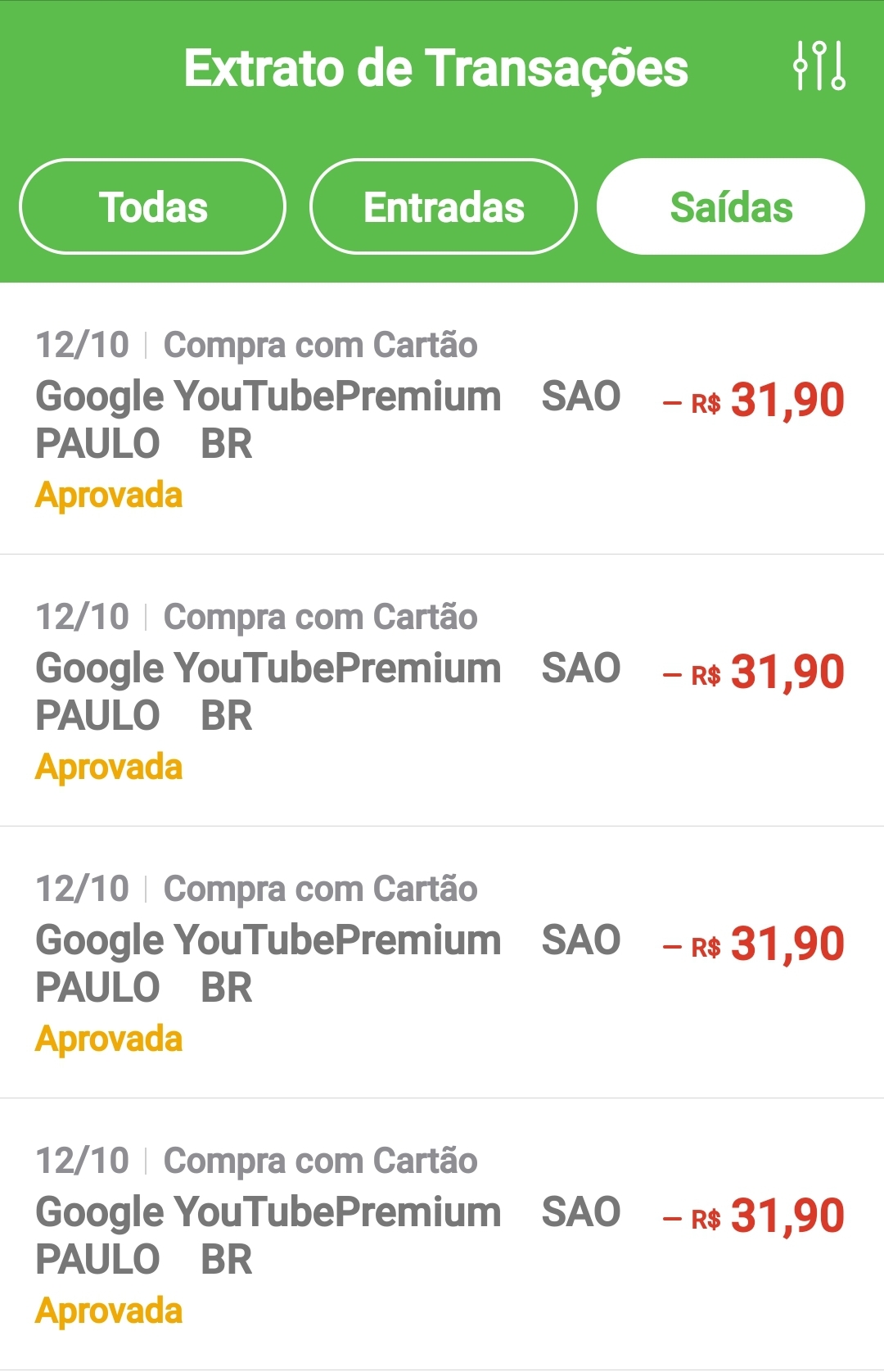 A compra foi cancelada e o crédito foi descontado no cartão