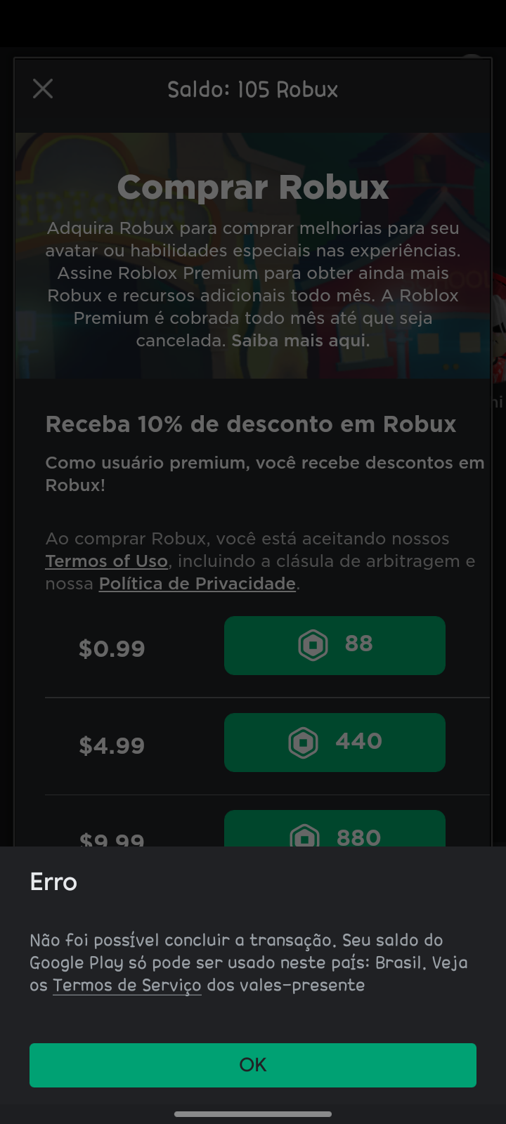 Erro ao resgatar o vale presente - Comunidade Google Play