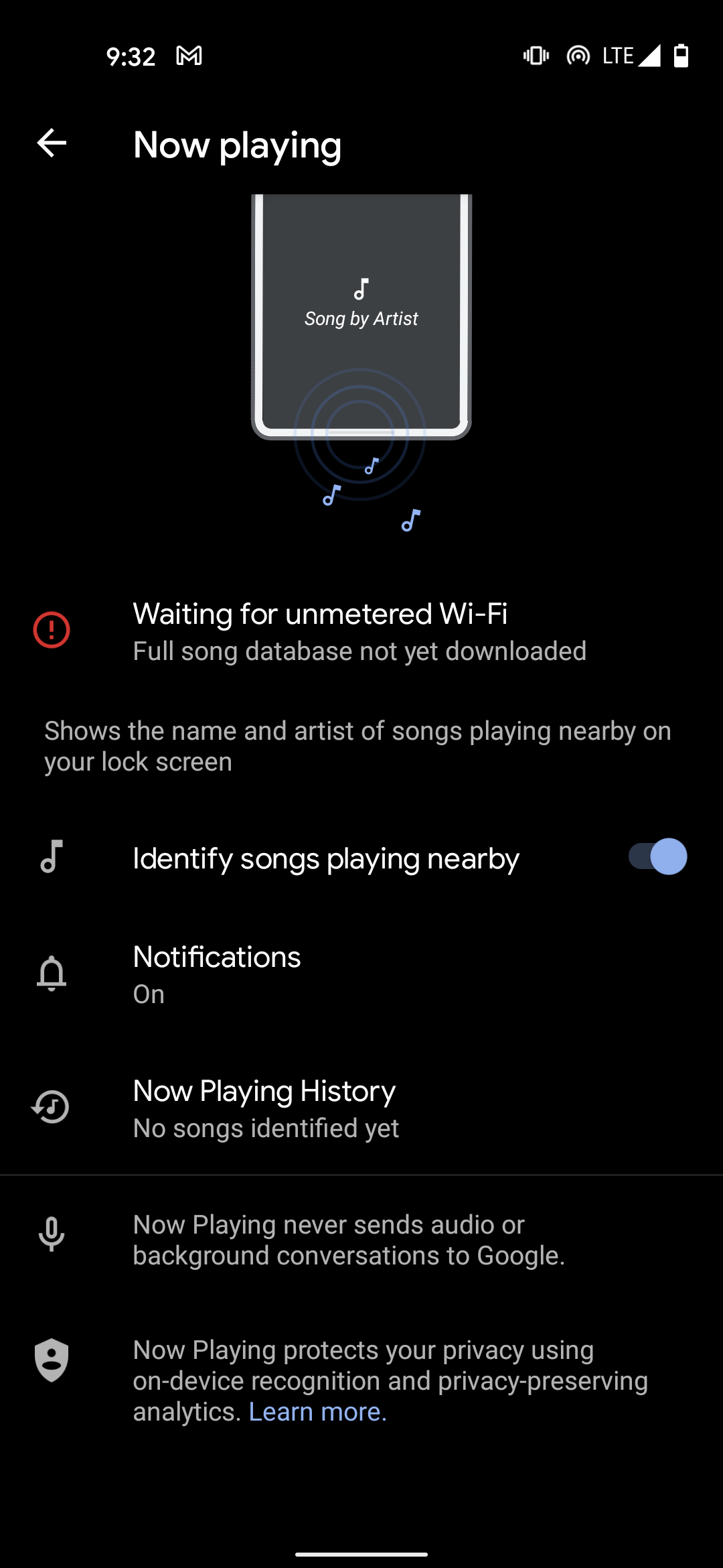 Now Playing is stuck on downloading song database - Google Pixel Community