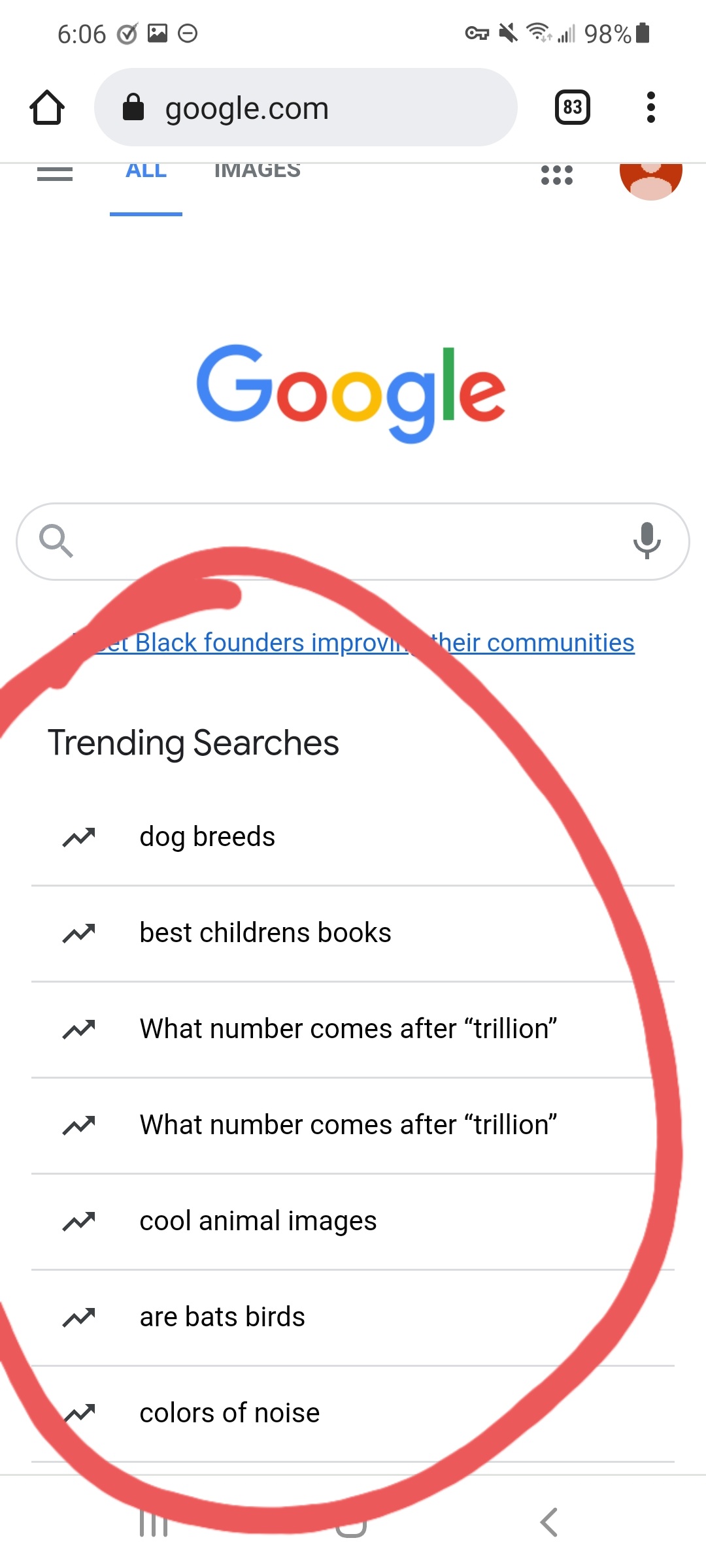 Can't turn off trending searches from google home page in android chrome  app - Google Search Community