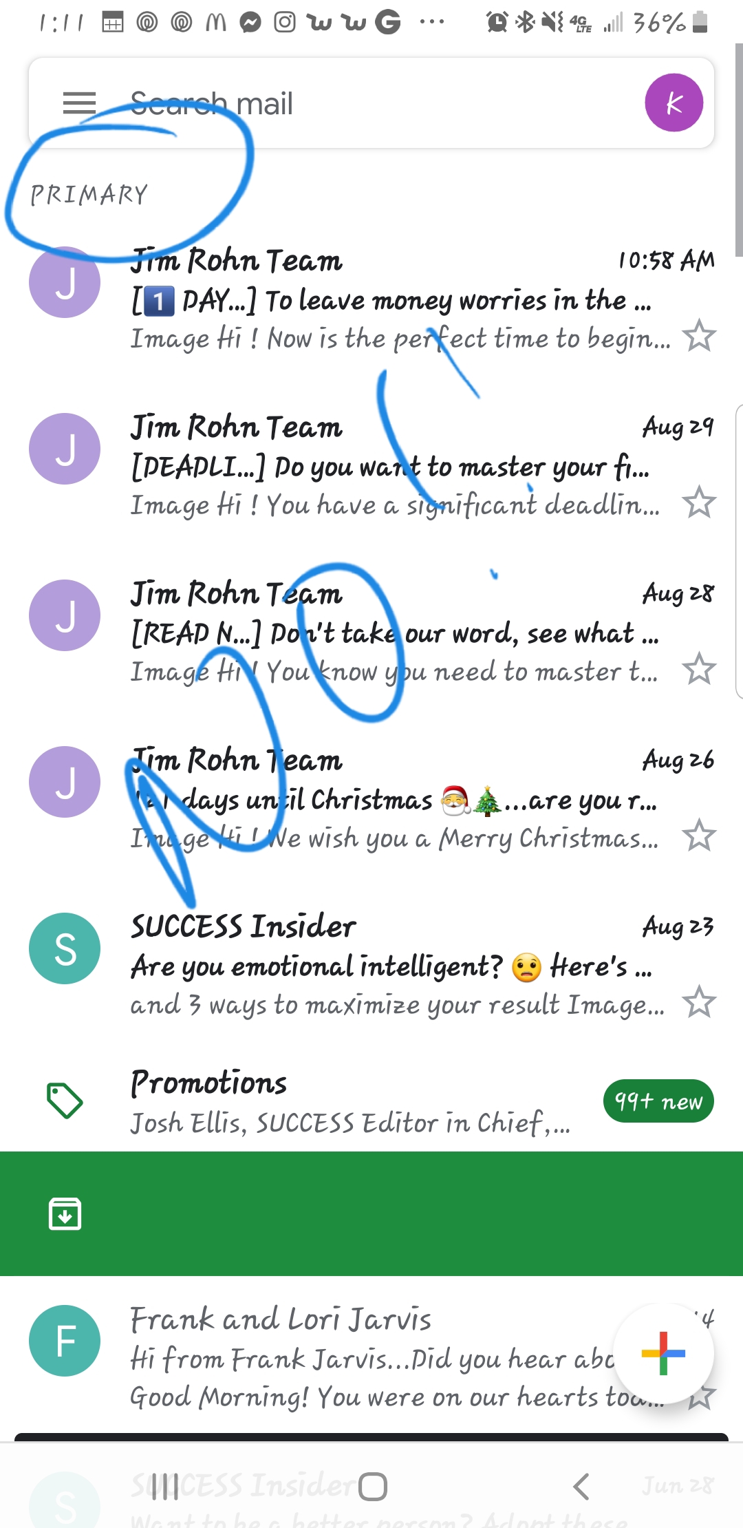 When I open my Gmail app on my android, the default view ...