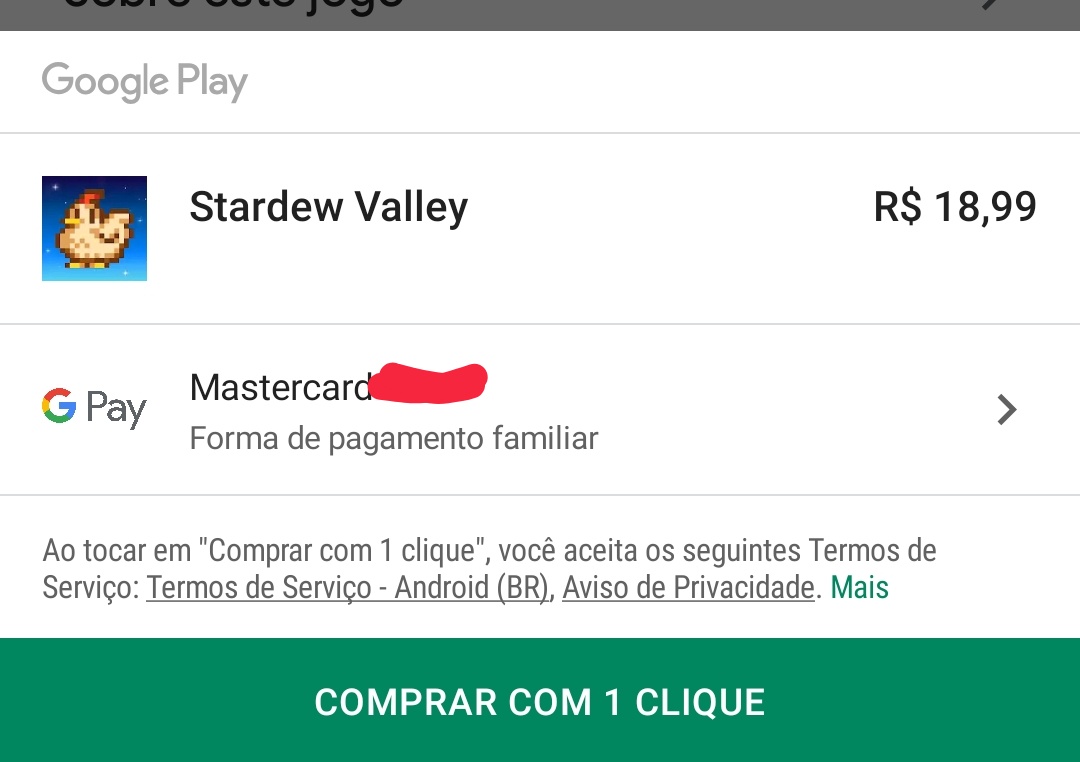 Como adicionar um cartão de crédito na Google Play do Android