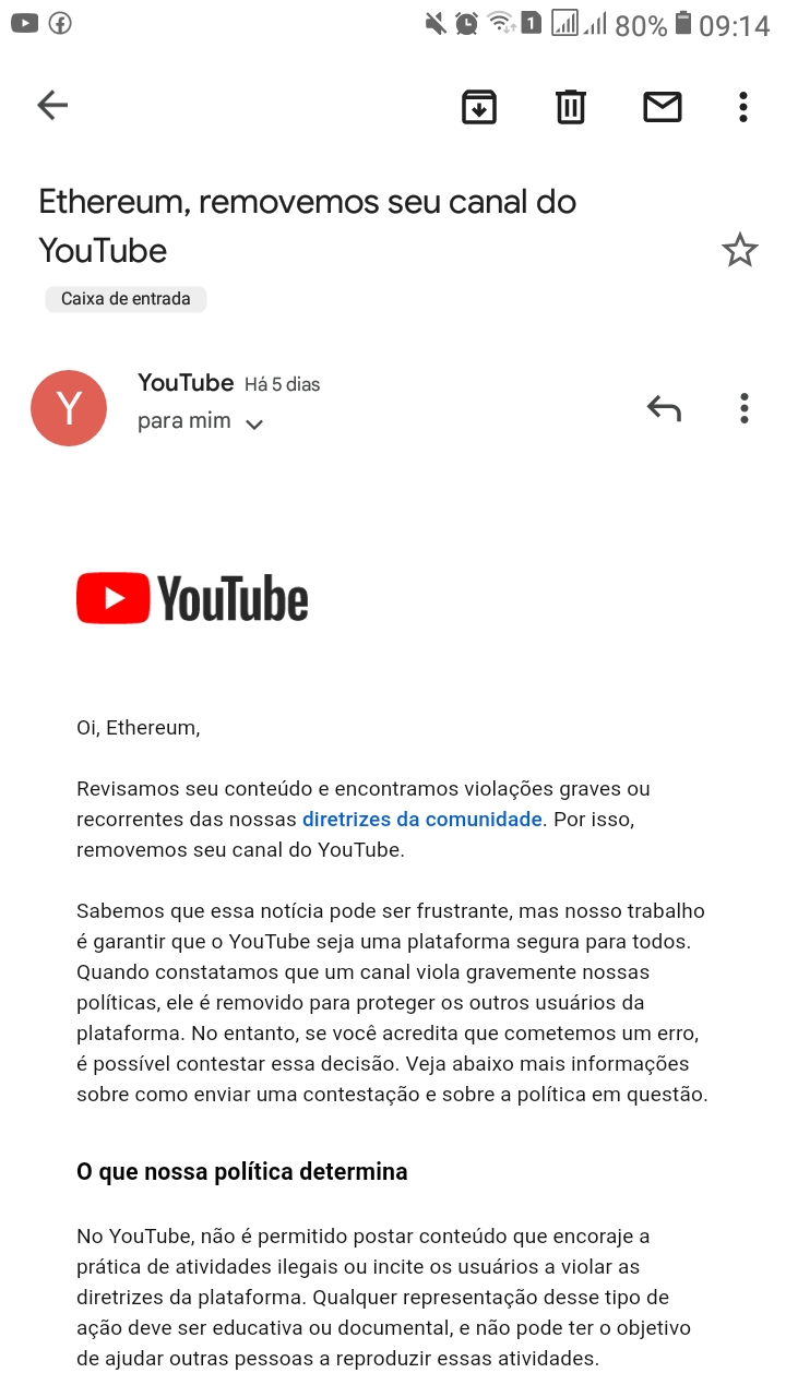 Fui hackeado e tive meu canal de 800 mil inscritos desativado