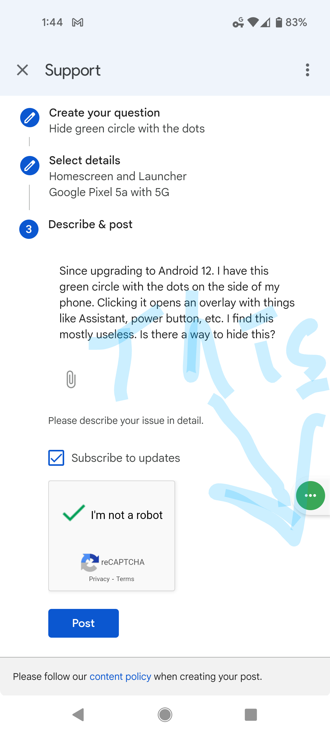 Hide green circle with the dots - Google Pixel Community