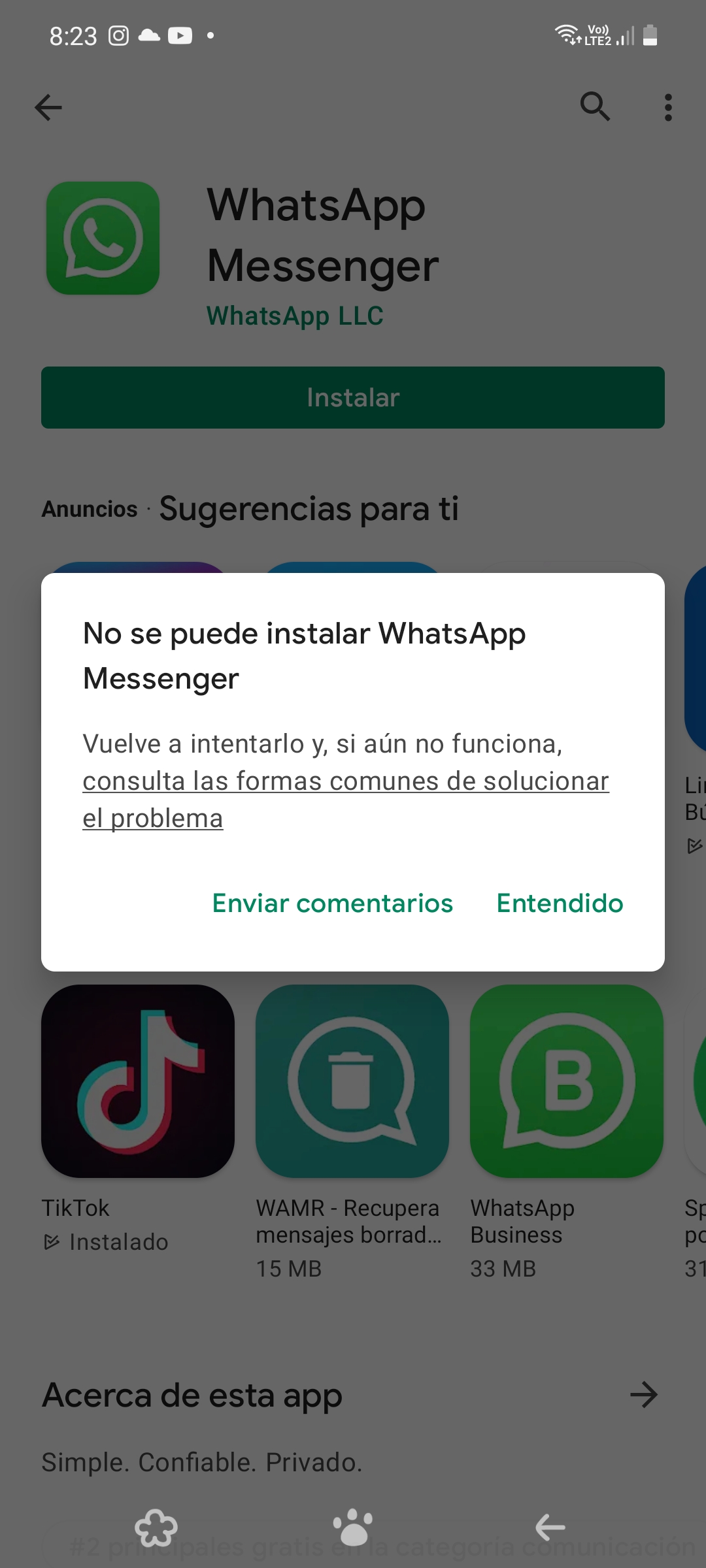 no puedo descargar whatsapp - Comunidad de Google Play