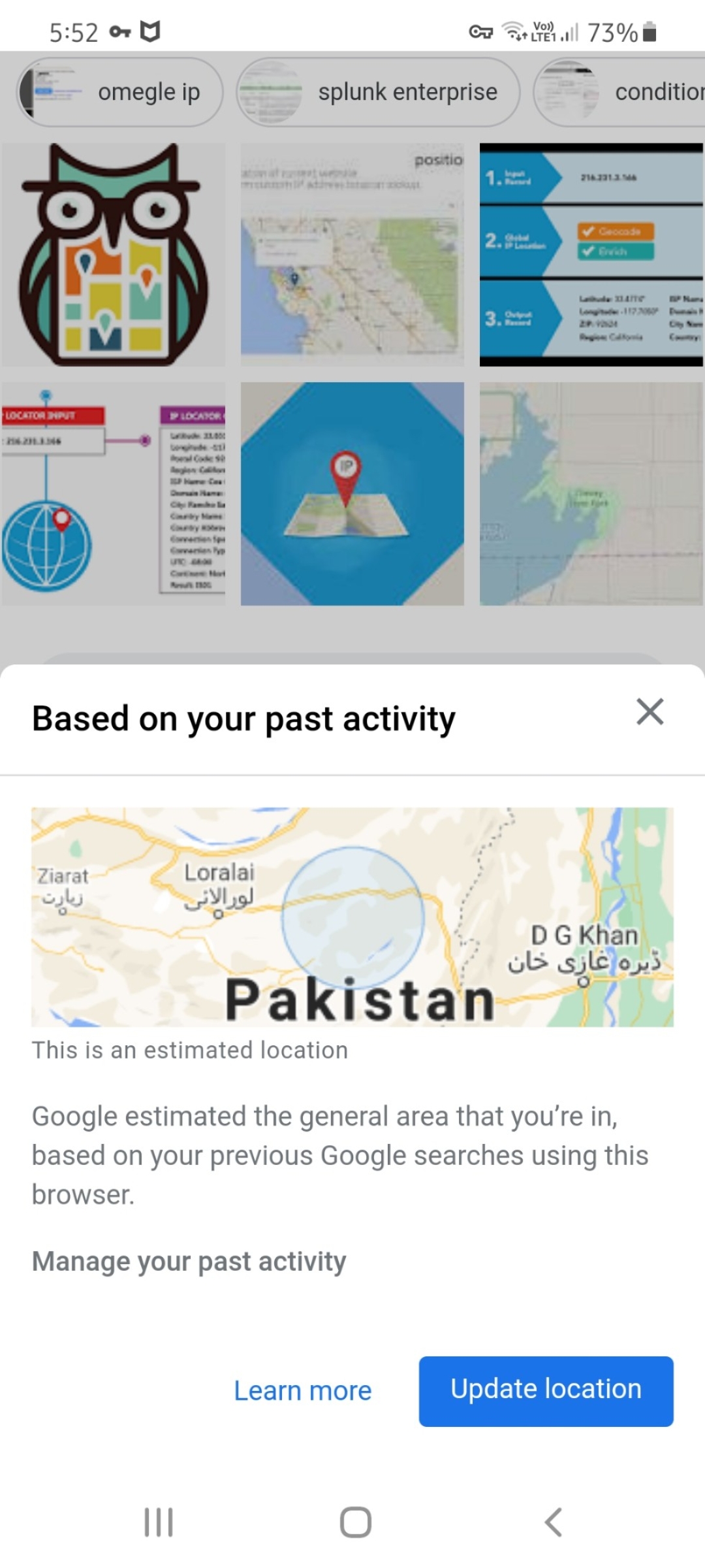 Why does Google keep showing my location?