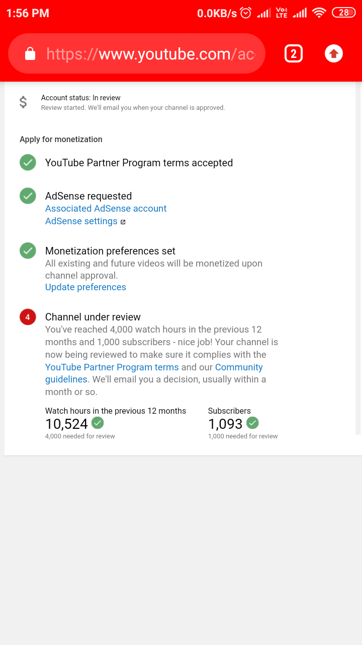 Monetization Enable Youtube Help