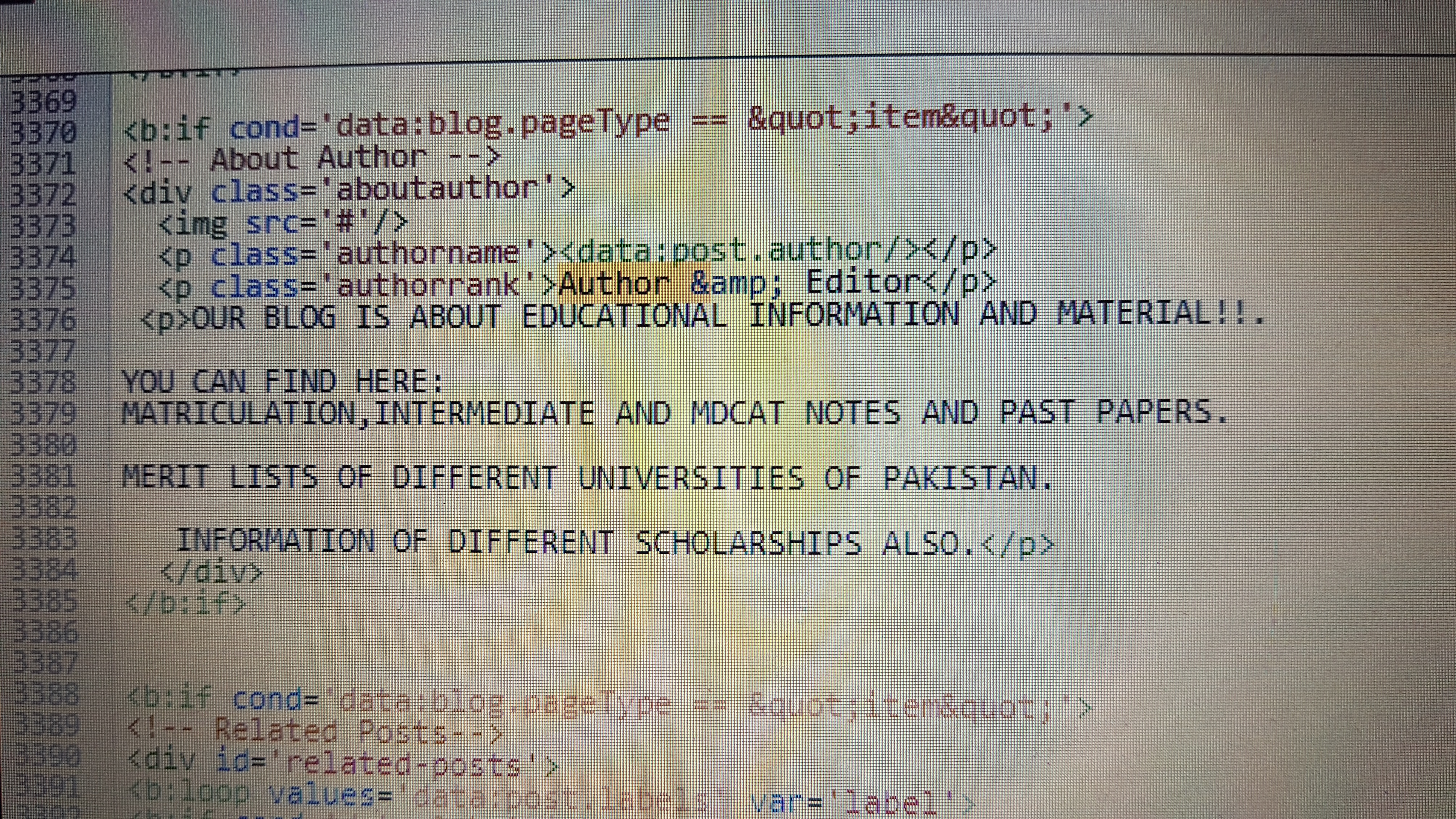 have authors.But template I showing only ... one different