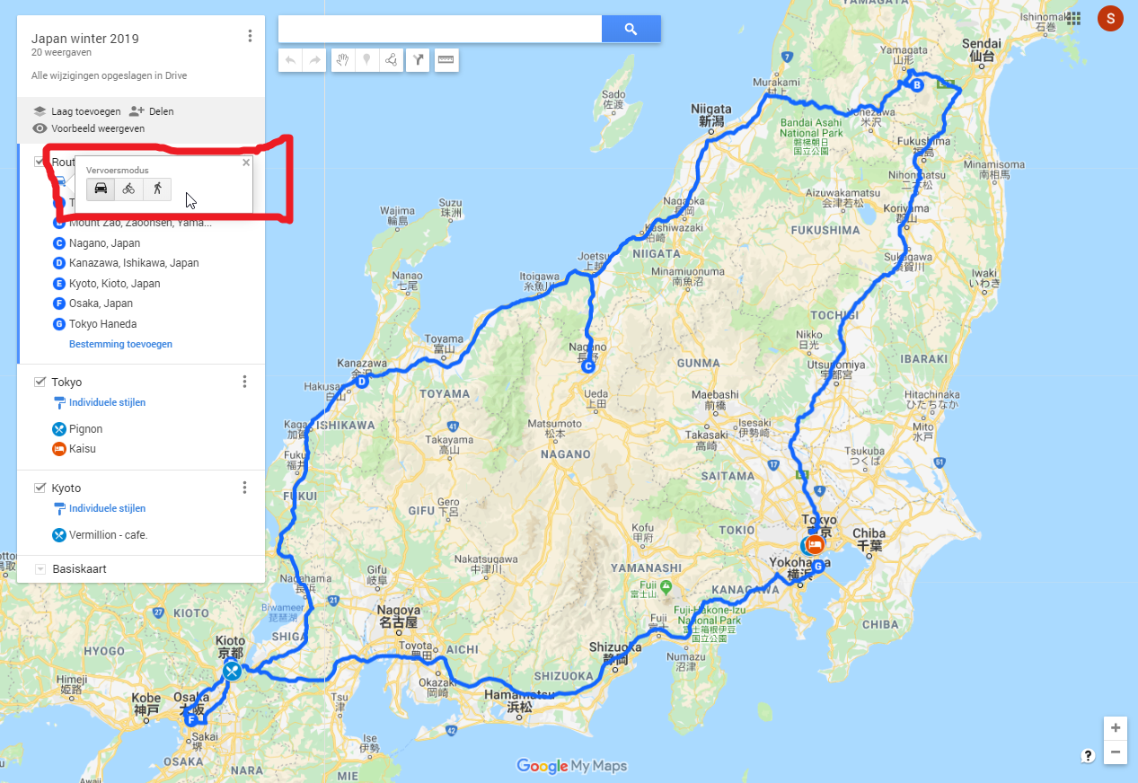 Map Between Two Cities When will be the public transport as 'travel method' available 