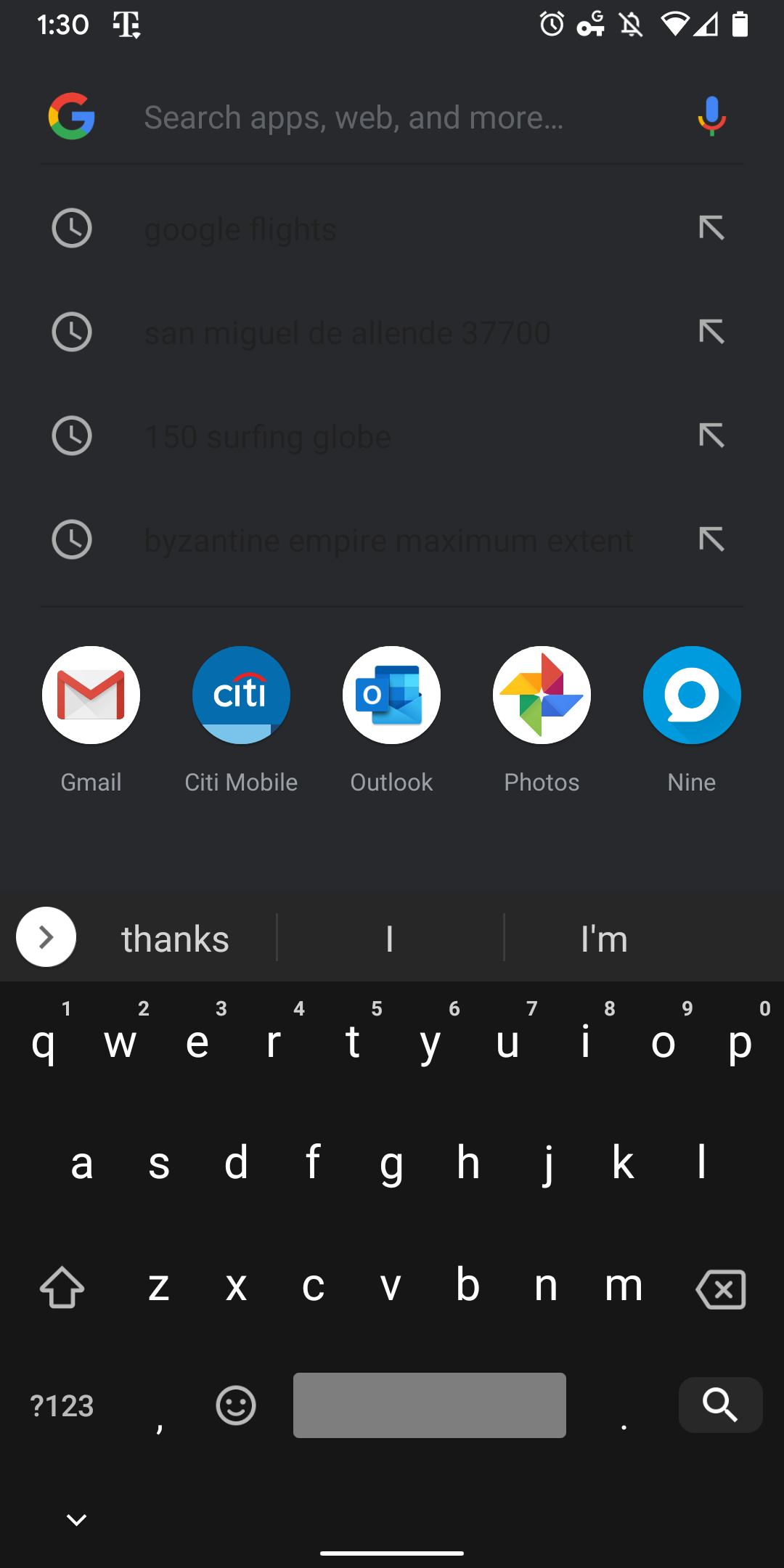 Android 10 In Dark Mode Prior Google Search Results