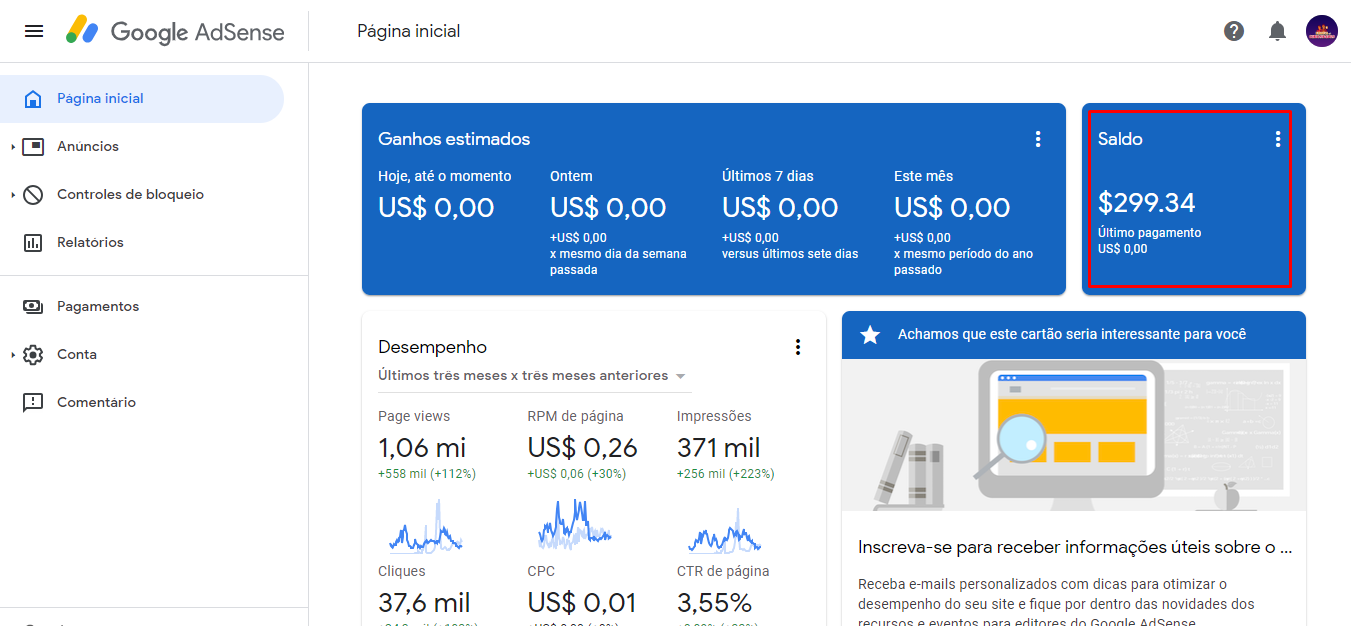 Minha receita não aparece nem o RPM, CPM pra mim ter uma noçao de quanto eu  vou ganhar a cada 1000 - Comunidade