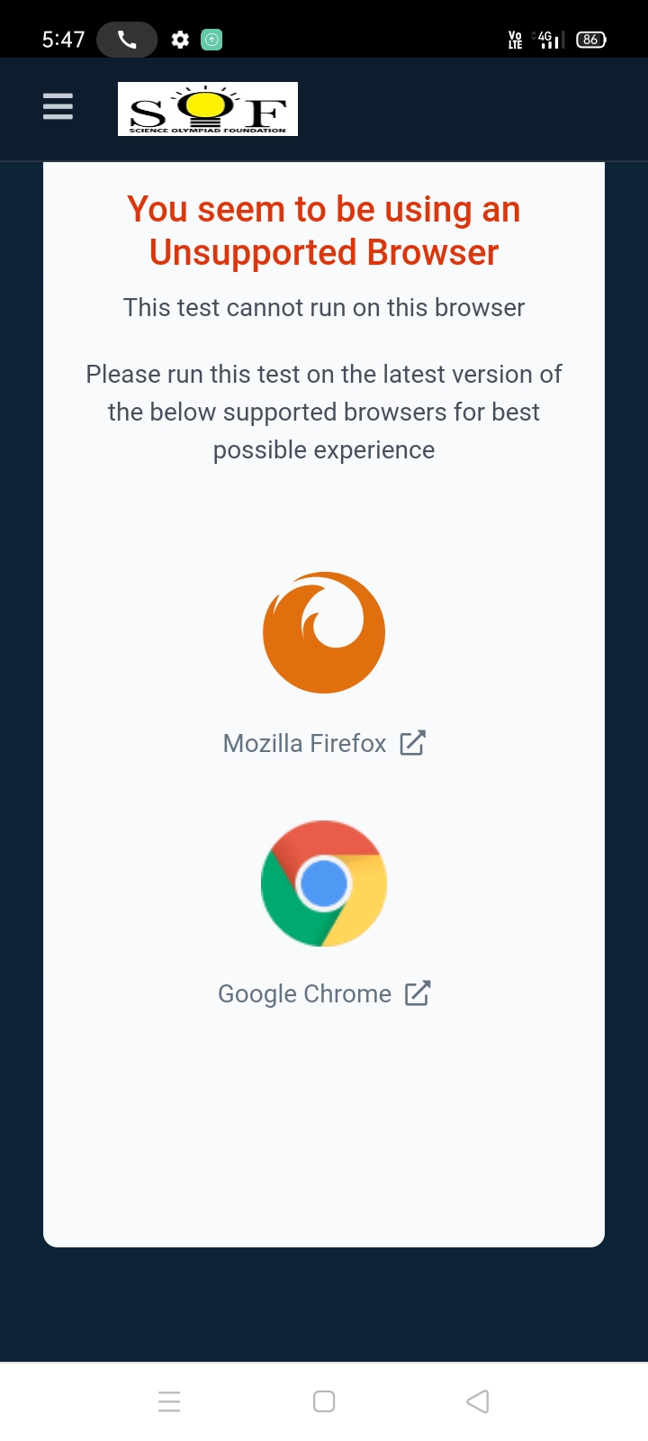 i cant use chrome based browsers