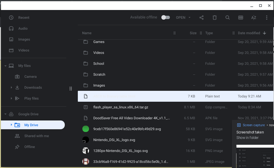Dark Mode UI Experimental Feature On ChromeOS Keeps Selected File s