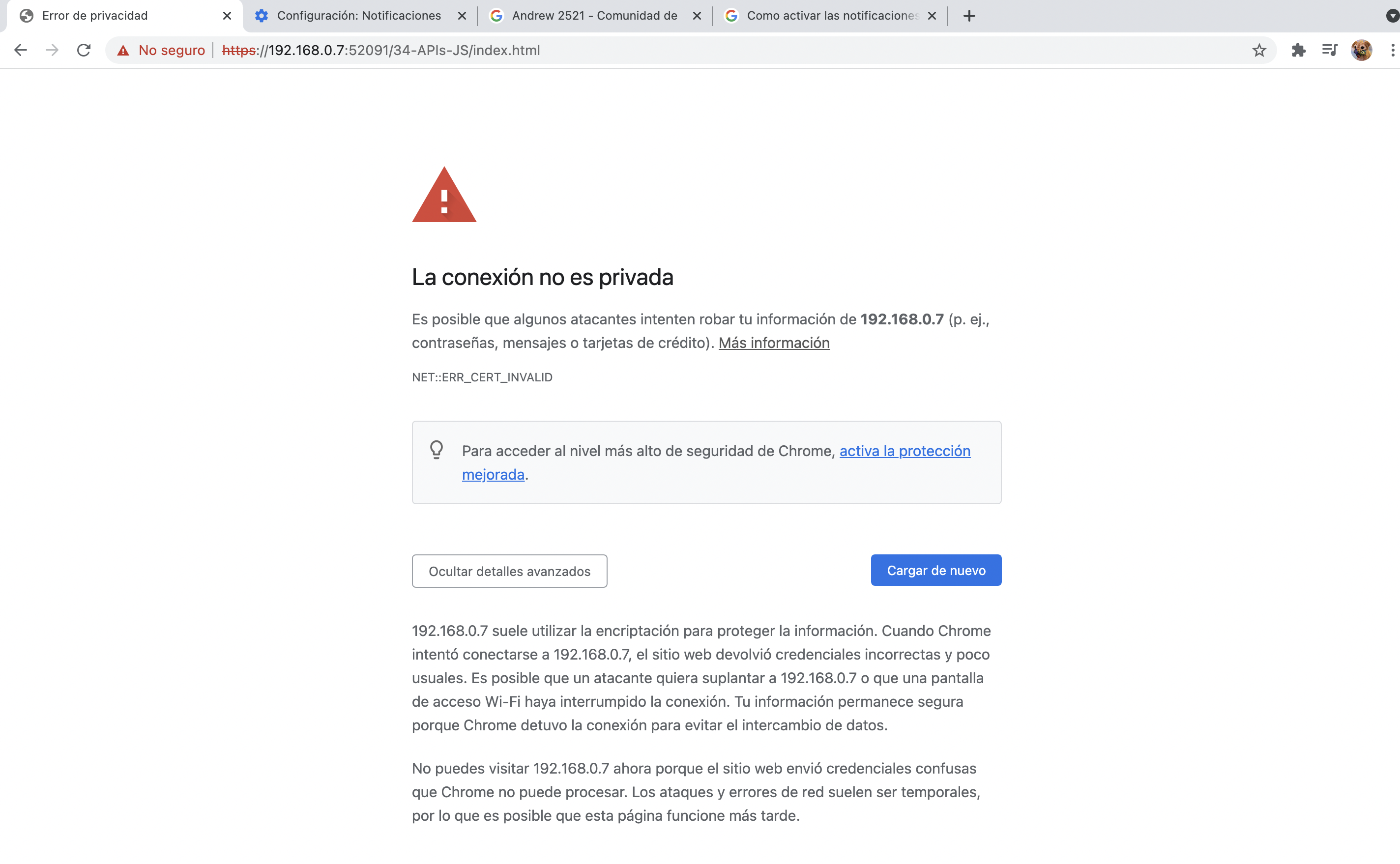 Como asumir los riesgos al entrar a una web - Comunidad de Google Chrome