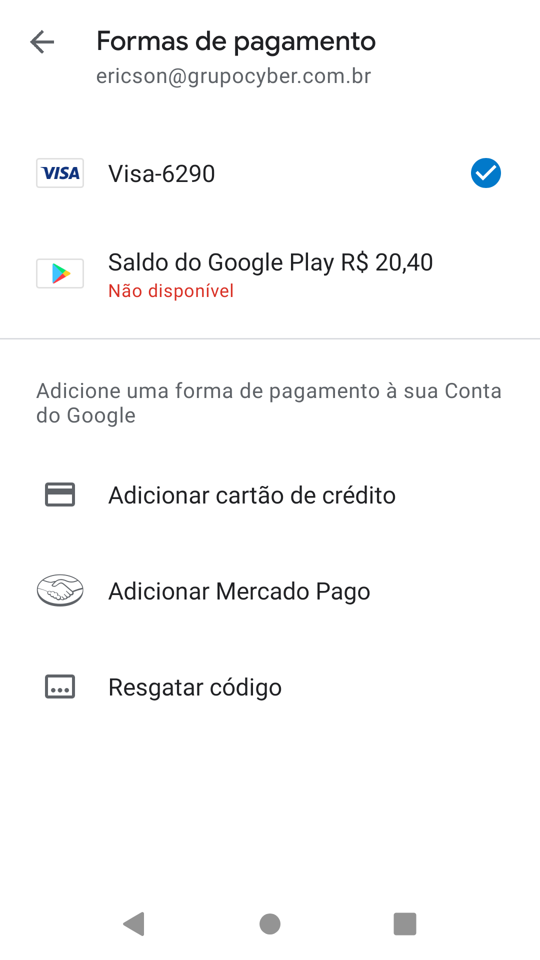 Como adicionar um cartão de crédito na Google Play do Android