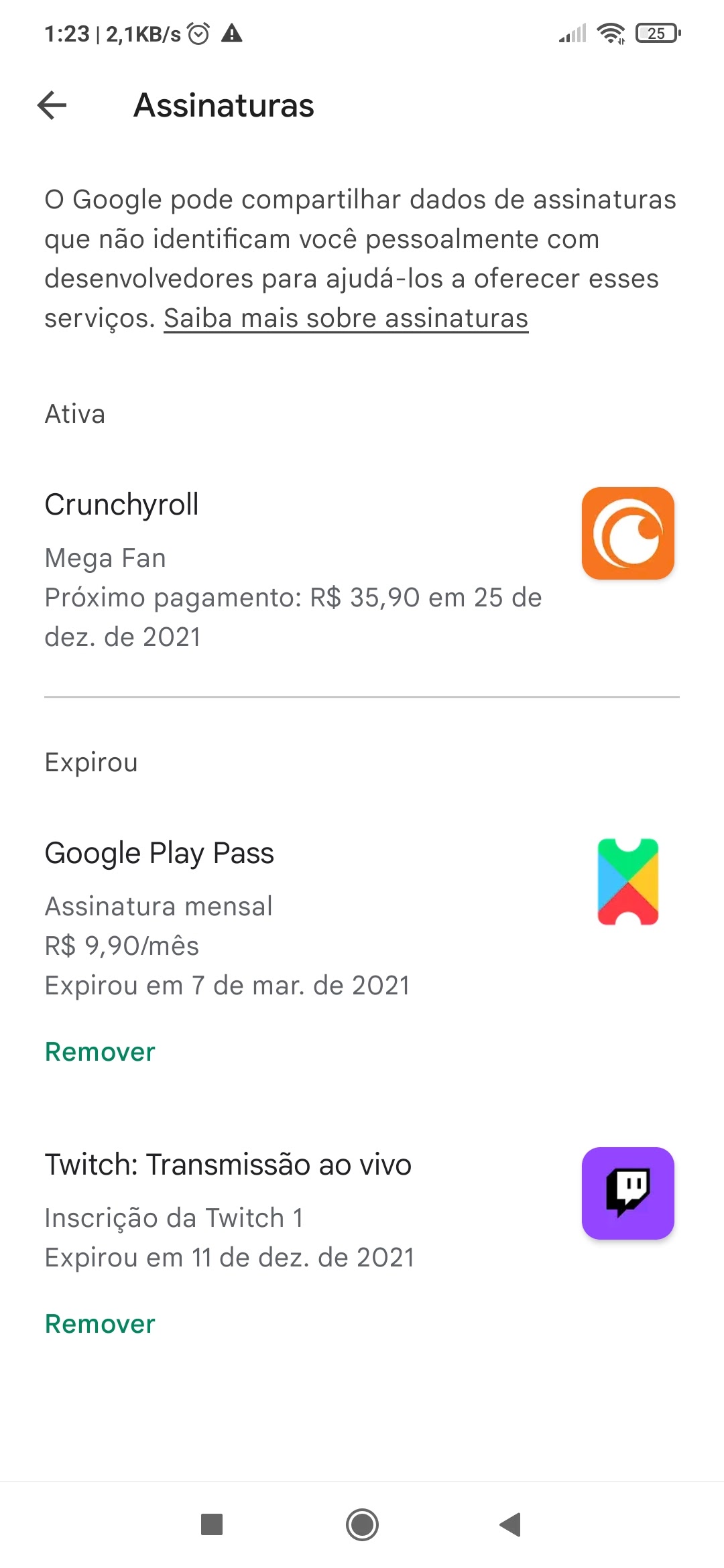 Assinaturas - Comunidade Google Play