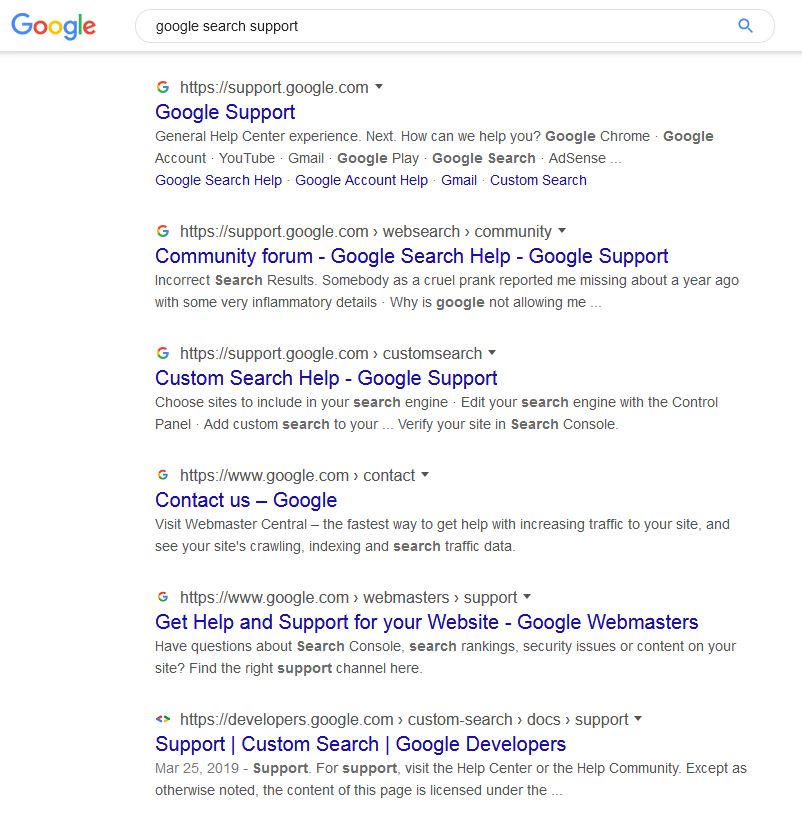 Search results now display URL above the actual link. - Google