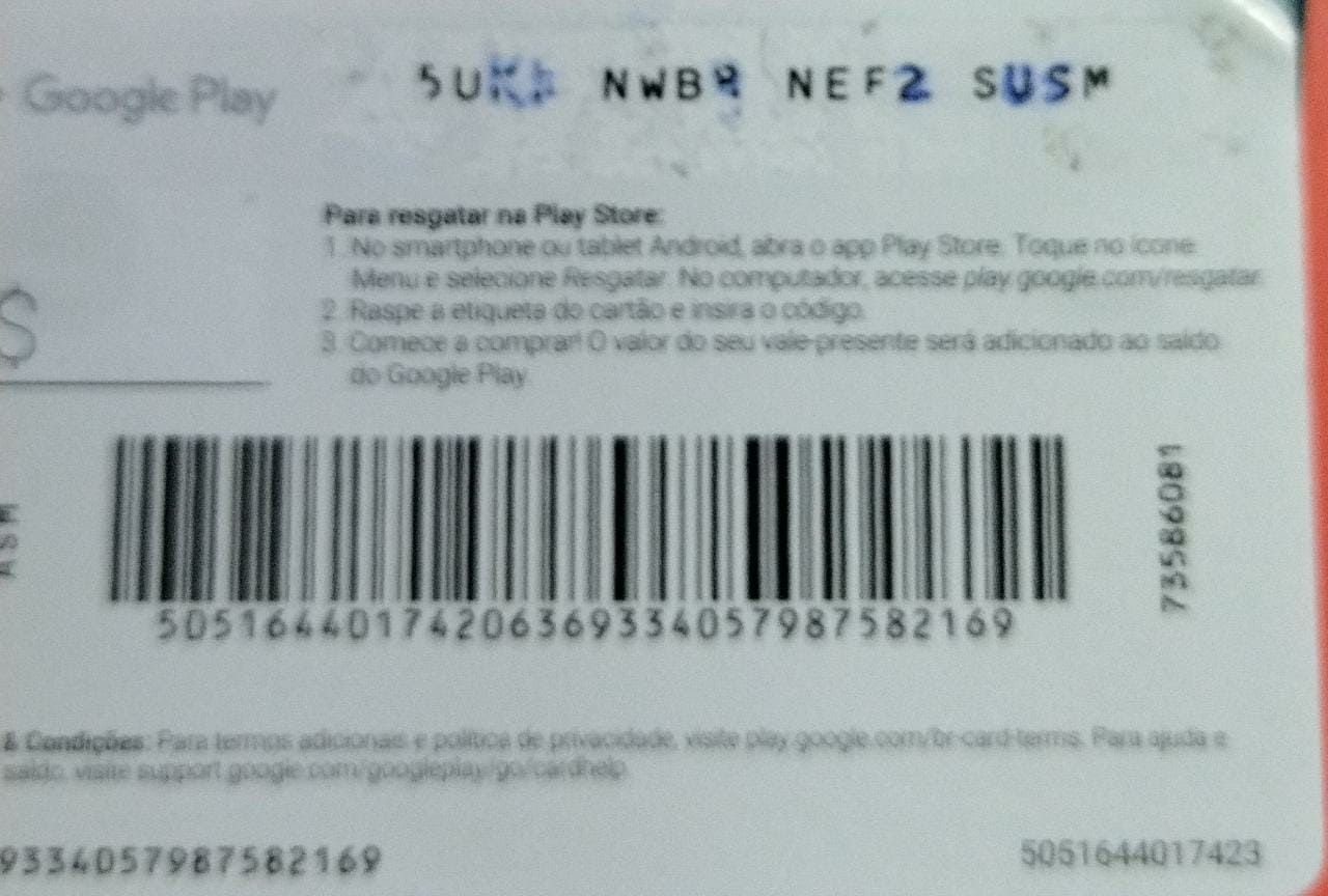 Como ler o código de um gift card danificado? - Comunidade Google Play