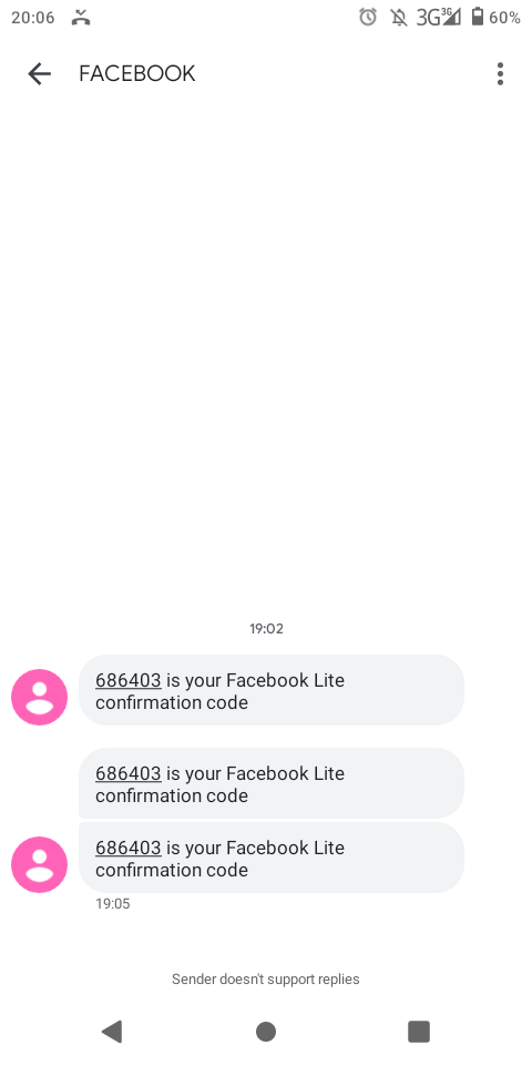 facebook confirmation code