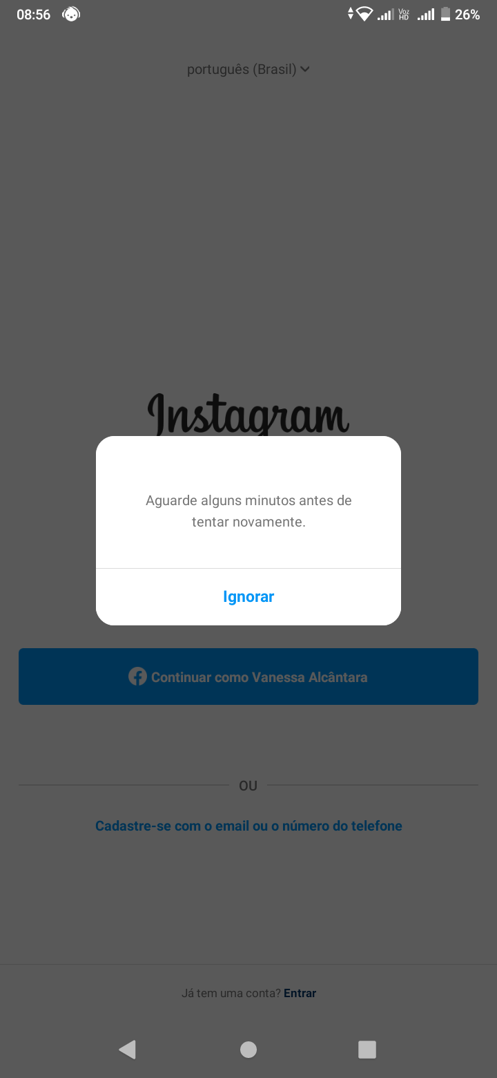 O que fazer se eu não conseguir entrar no meu Instagram