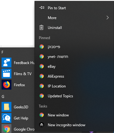 Lost Jumplist On Taskbar Google Chrome Community