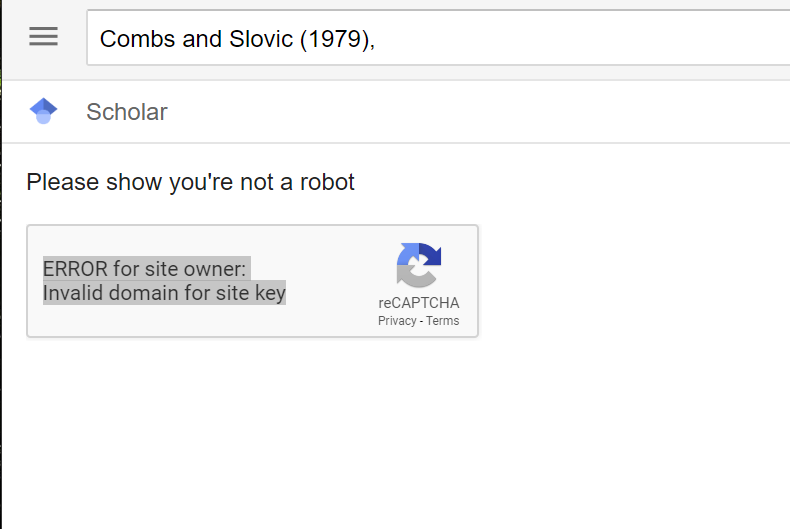 Recaptcha Error: 