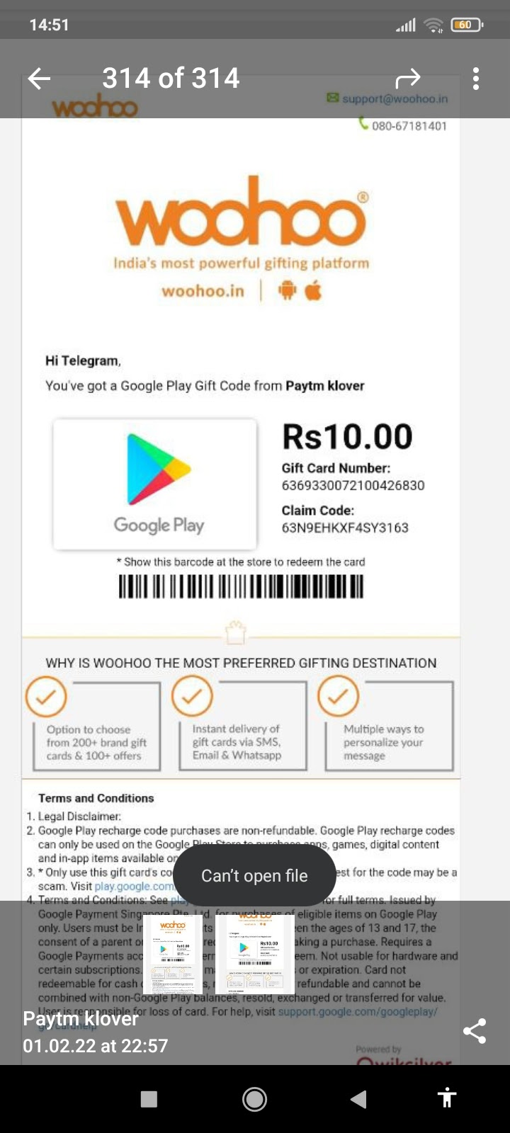 gift card purchased from  - Google Play Community