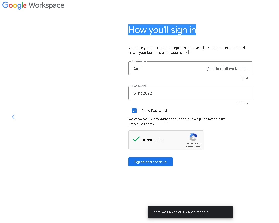 too many requests error when signing up for workspace - Google