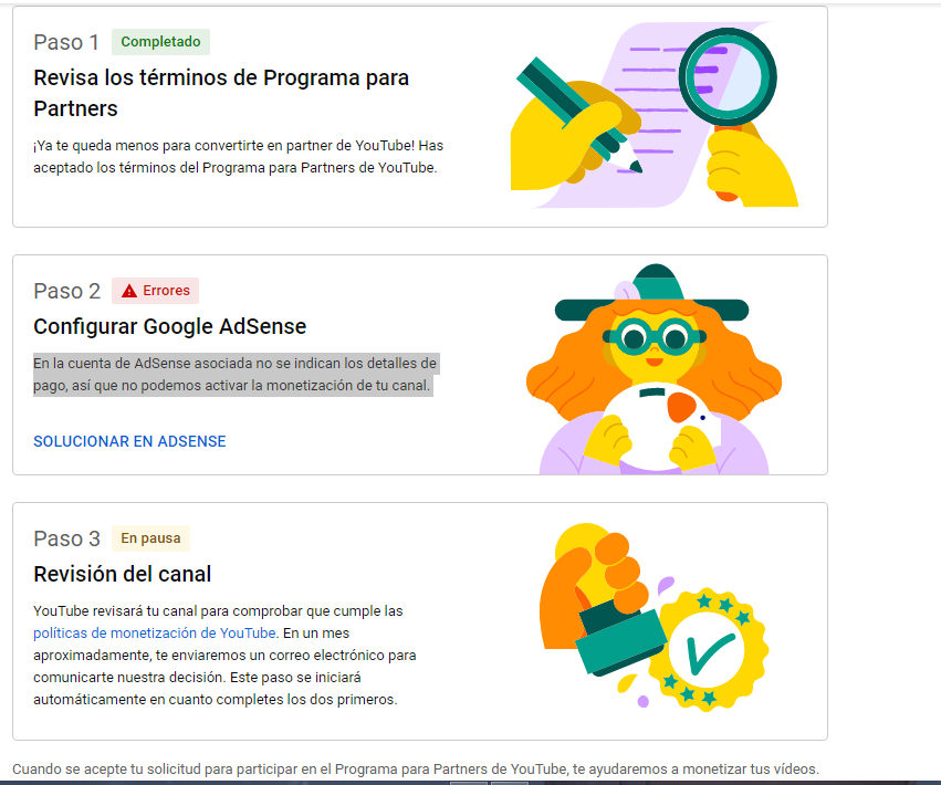 Hola buenas tardes una pregunta ala ora de monetizar mi canal me da un  error google adsense - Comunidad de YouTube