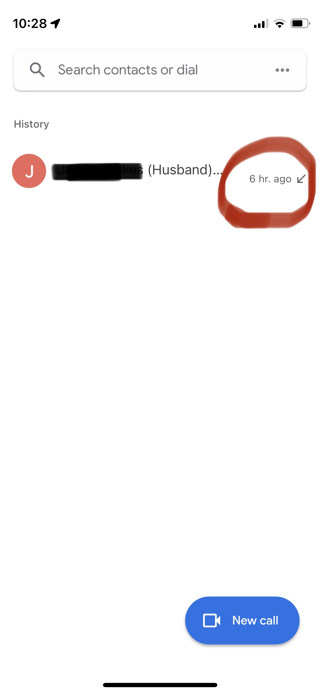 What does the “6 hr. ago ” and then the arrow down next to my contact mean?  - Google Duo Community