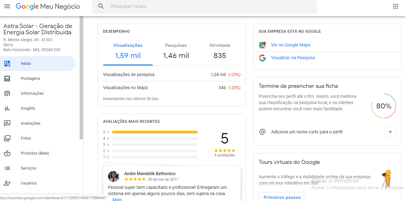 A descrição do meu perfil não é possível modificar. - Comunidade Perfil  da empresa no Google